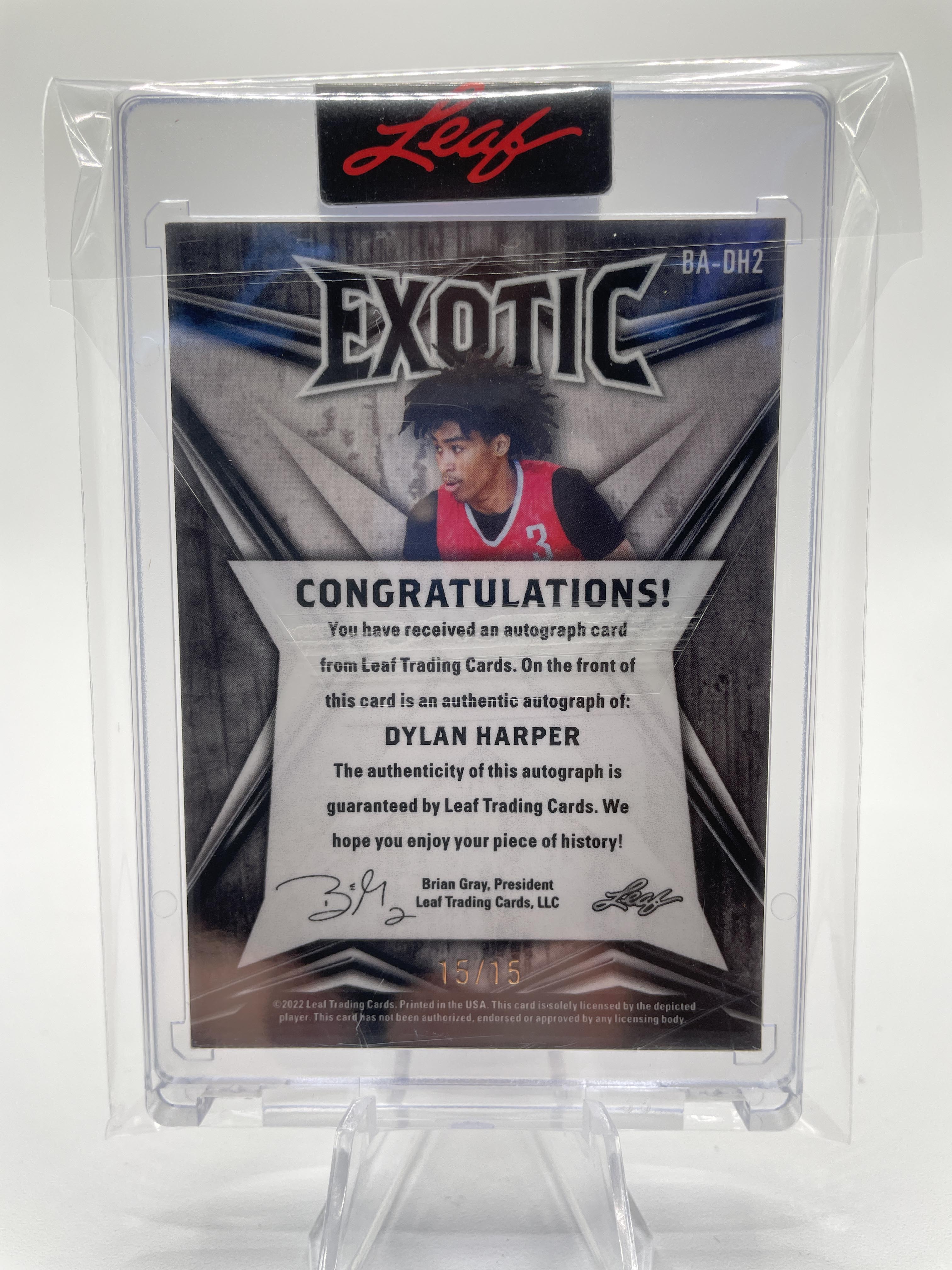 2022-23 Leaf Exotic Dylan Harper Tiger Prizm Rookie Auto /15