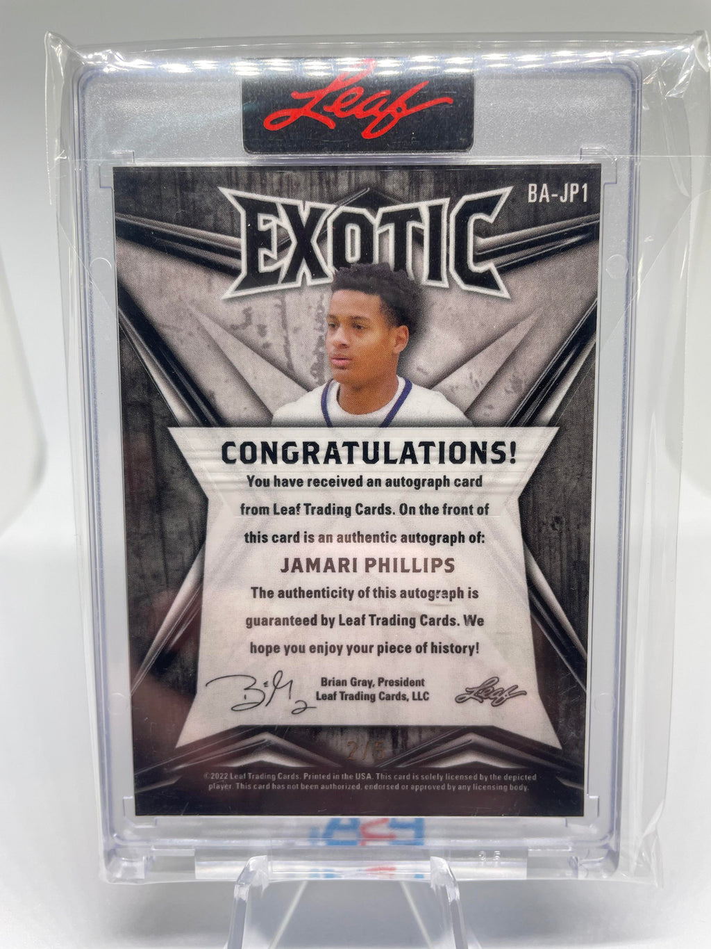 2022-23 Leaf Exotic Jamari Phillips Elephant Mosaic Rookie Auto /5