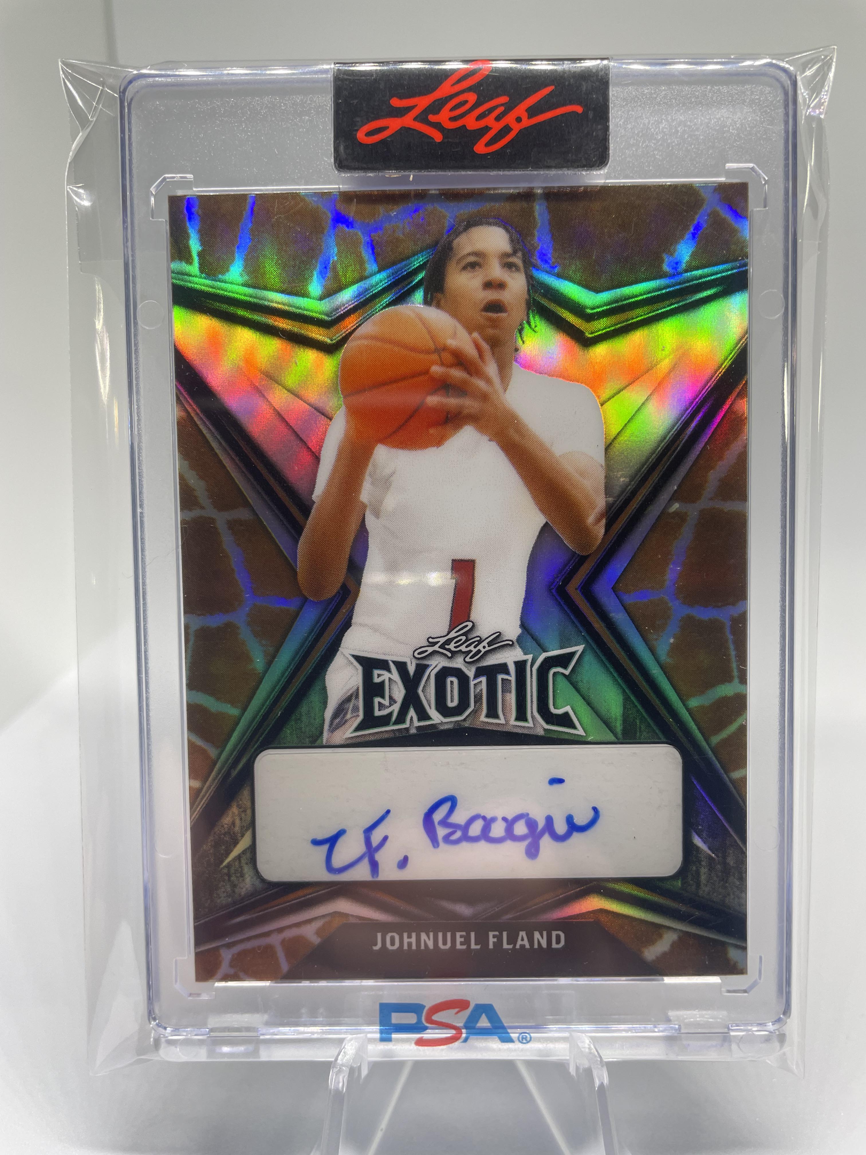 2022-23 Leaf Exotic Johnuel Fland Prismatic Giraffe Rookie Auto 1/4