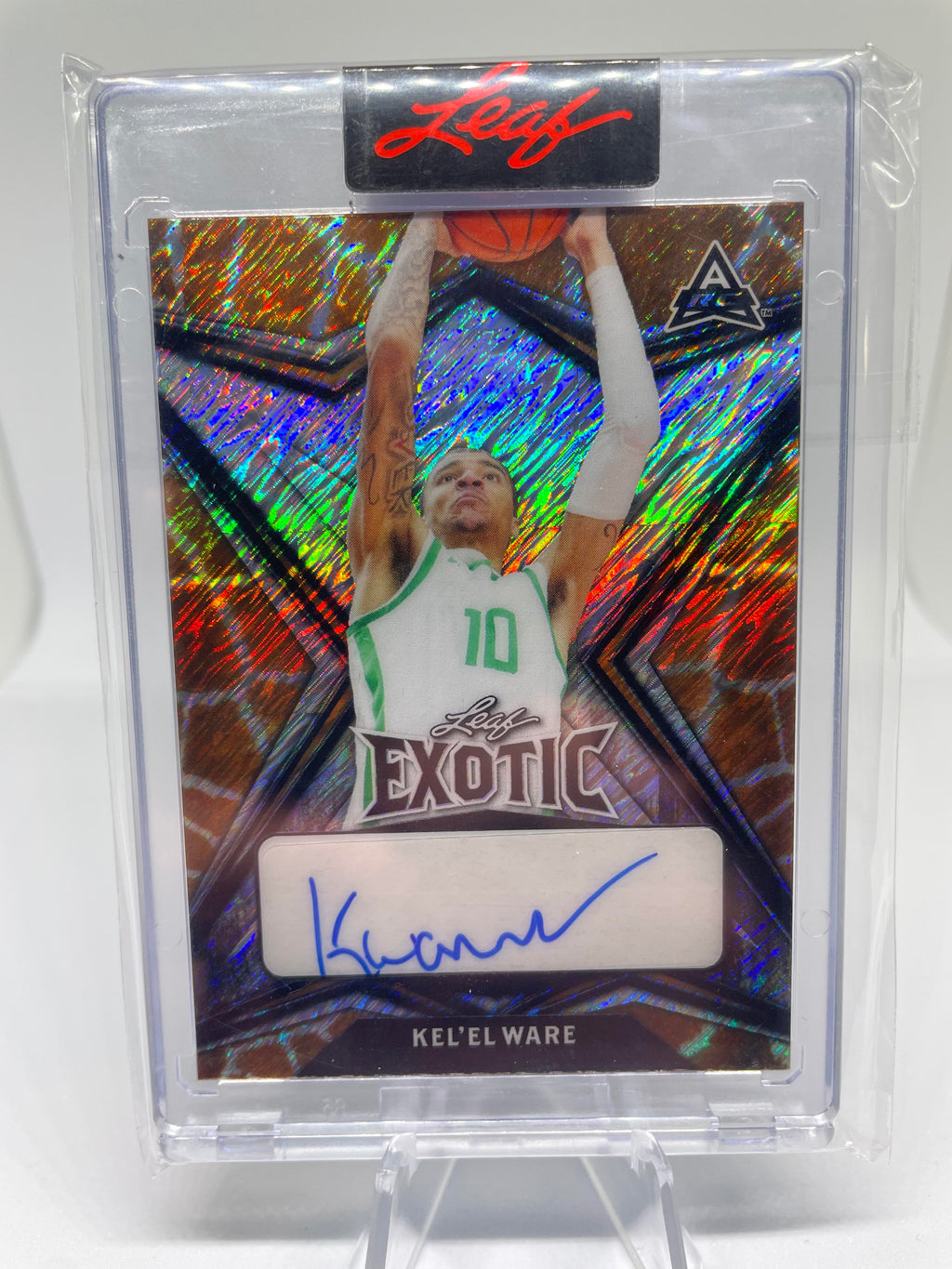 2022-23 Leaf Exotic Kel'El Ware Giraffe Diagonal Shimmer Rookie Auto 3/3
