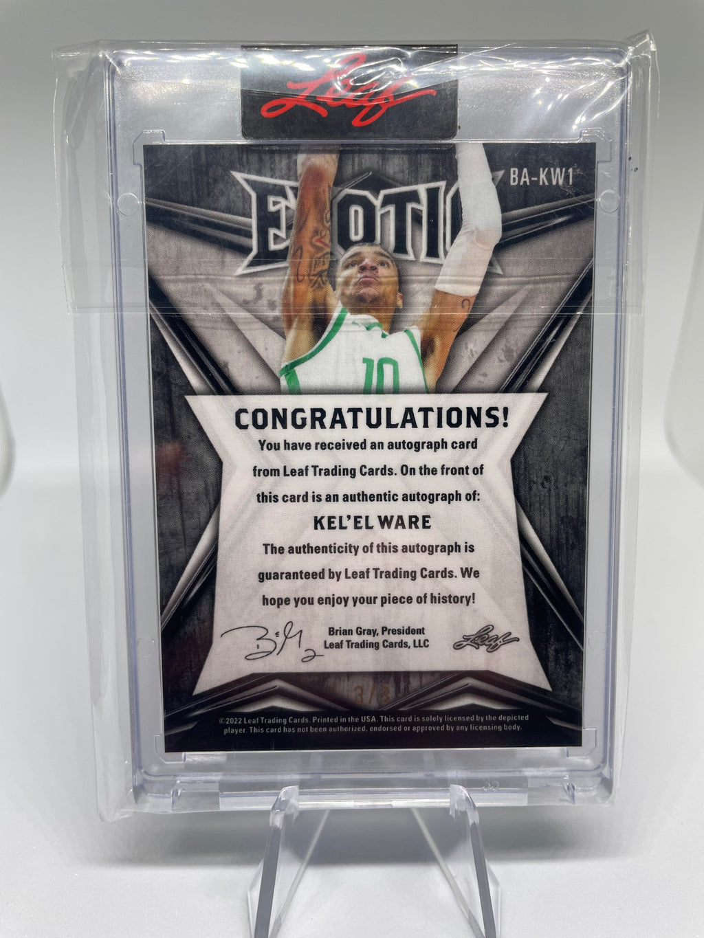 2022-23 Leaf Exotic Kel'El Ware Giraffe Diagonal Shimmer Rookie Auto 3/3