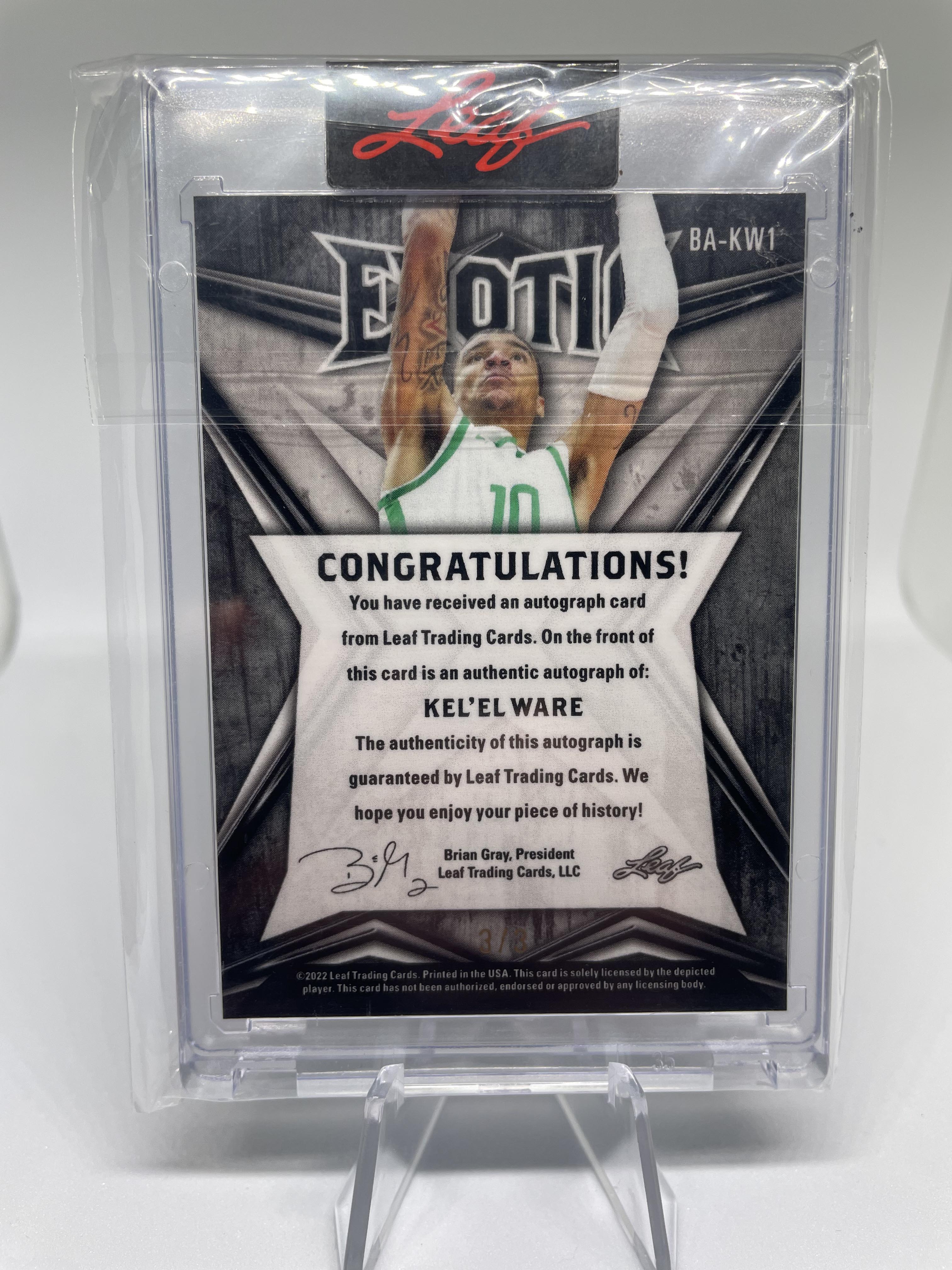 2022-23 Leaf Exotic Kel'El Ware Giraffe Diagonal Shimmer Rookie Auto 3/3
