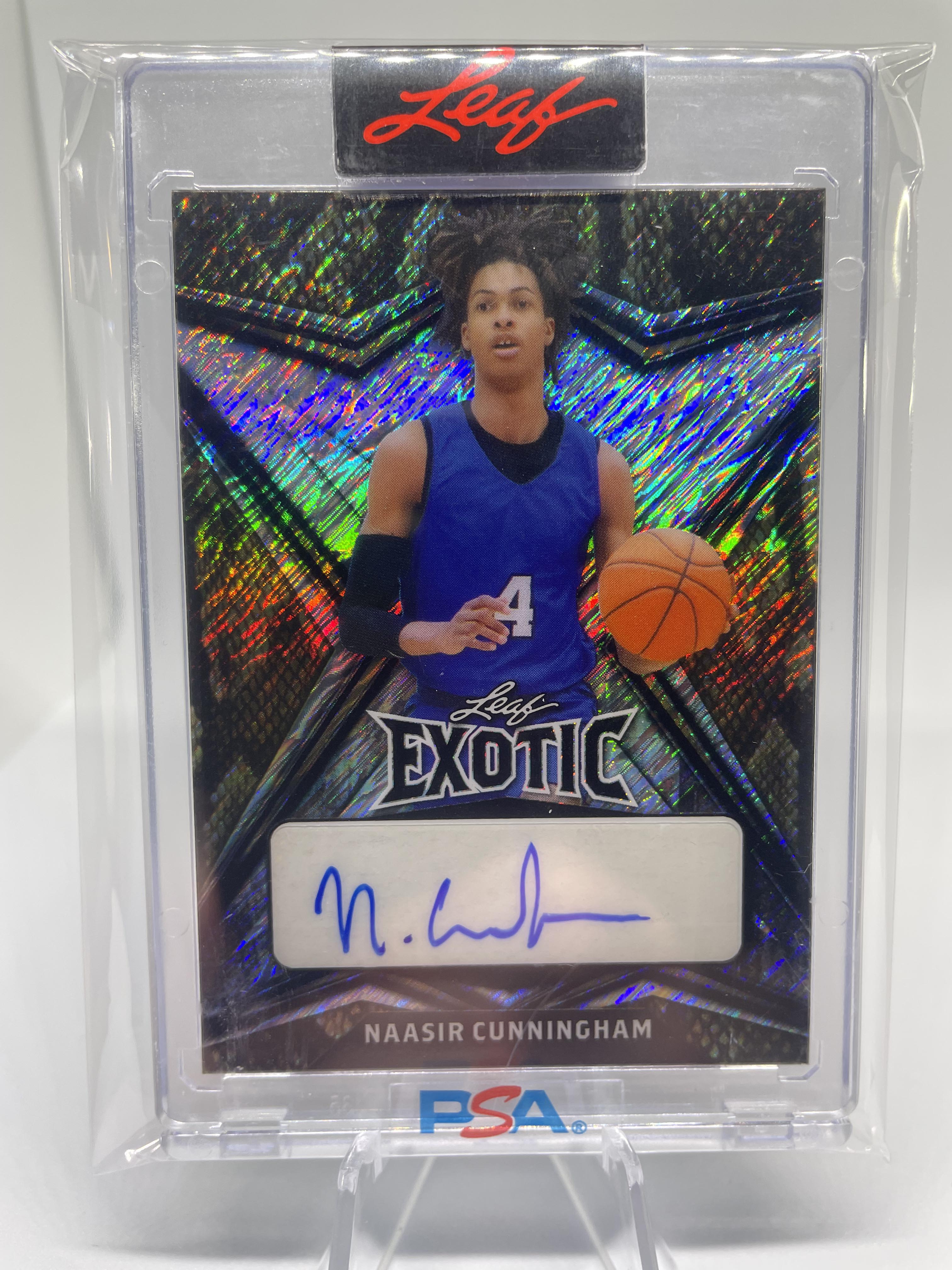 2022-23 Leaf Exotic Naasir Cunningham Diagonal Shimmer Snakeskin Rookie Auto /9