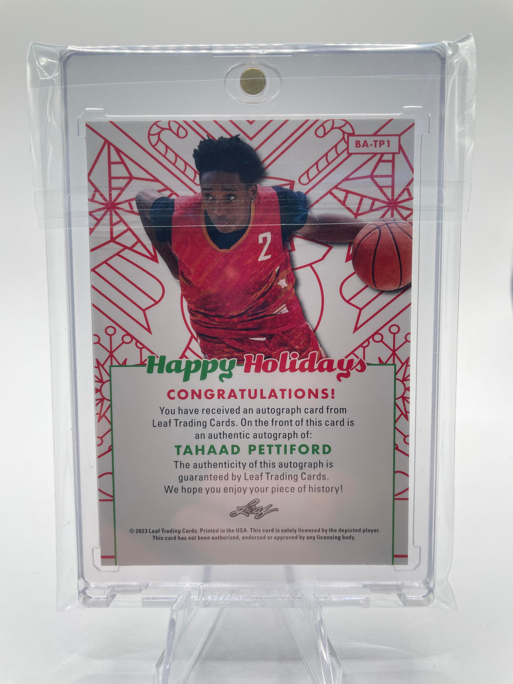 2022-23 Leaf Holidays Tahaad Pettiford SP Rookie Auto
