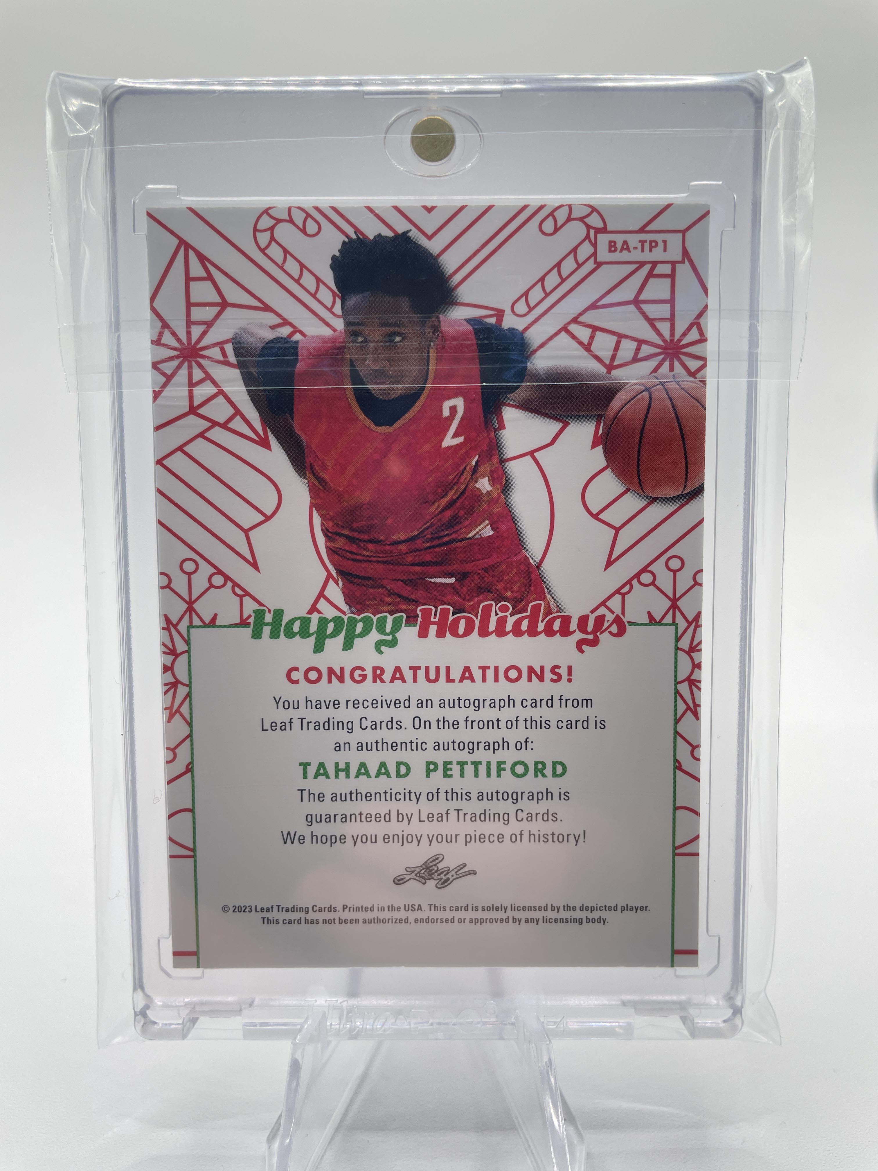 2022-23 Leaf Holidays Tahaad Pettiford SP Rookie Auto