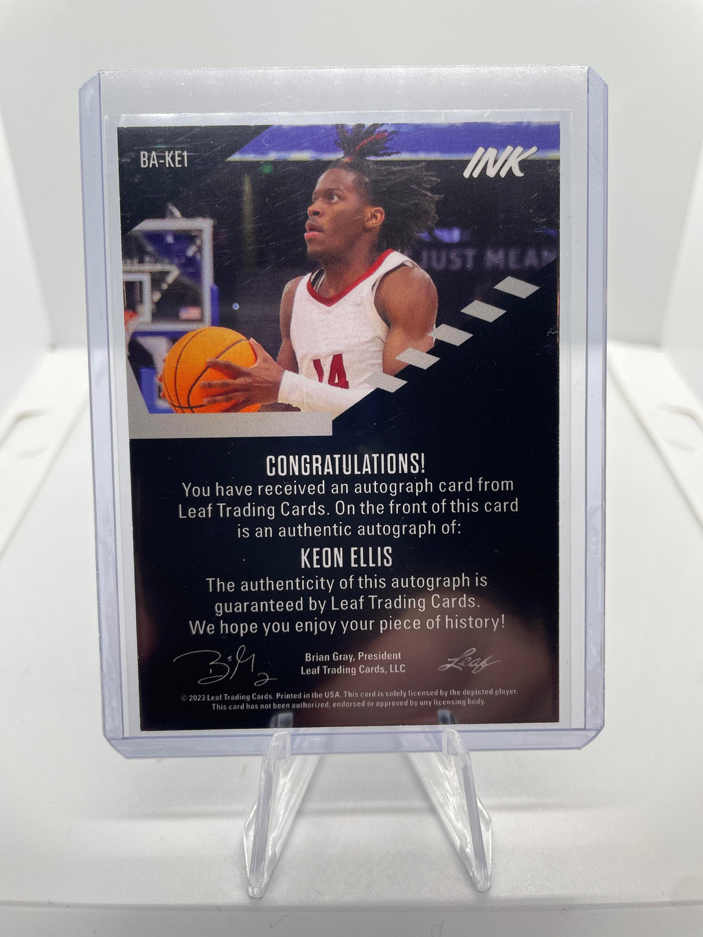 2022-23 Leaf Ink Keon Ellis White Border Rookie Auto