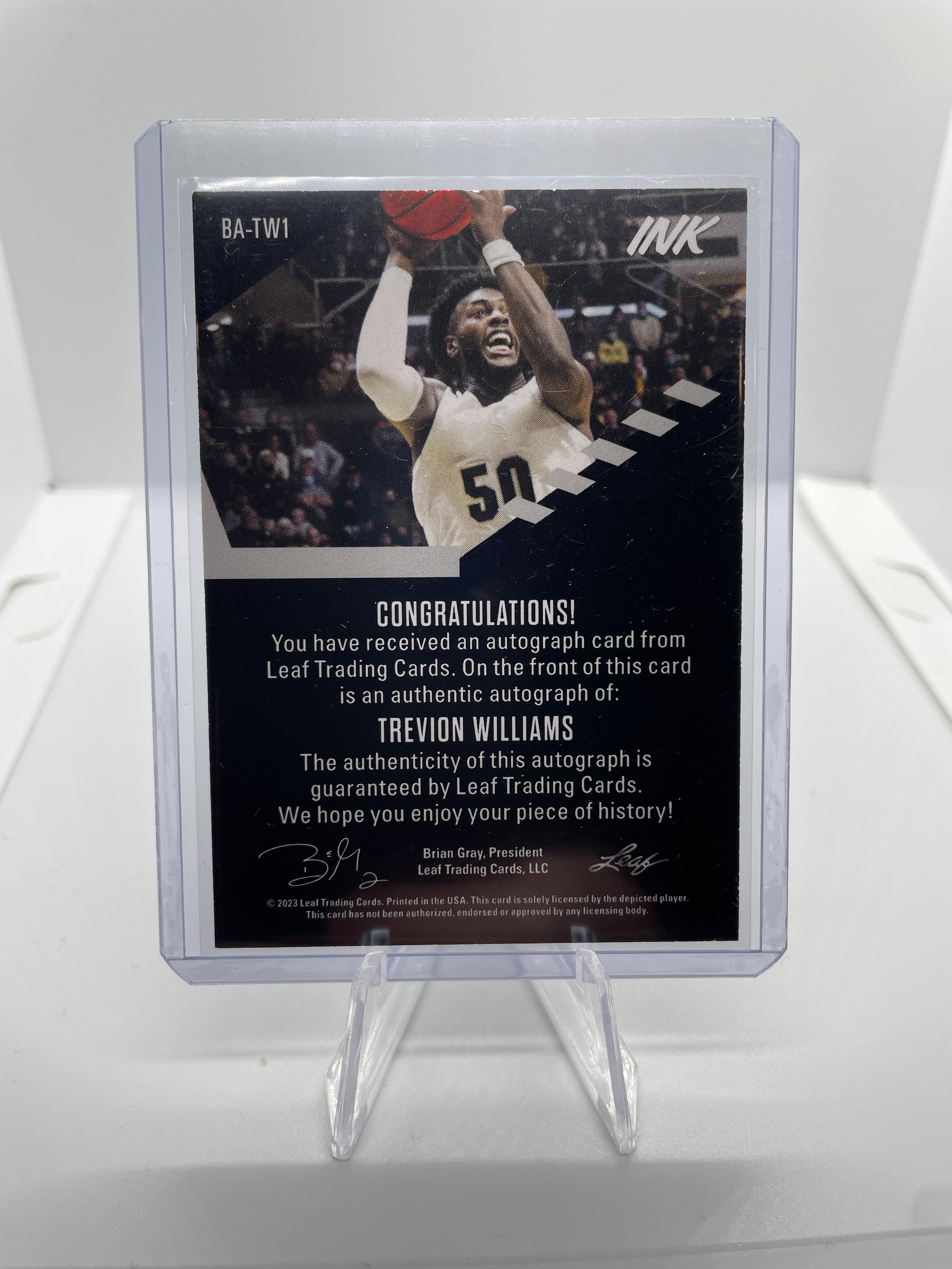 2022-23 Leaf Ink Trevion Williams Blue Border Rookie Auto