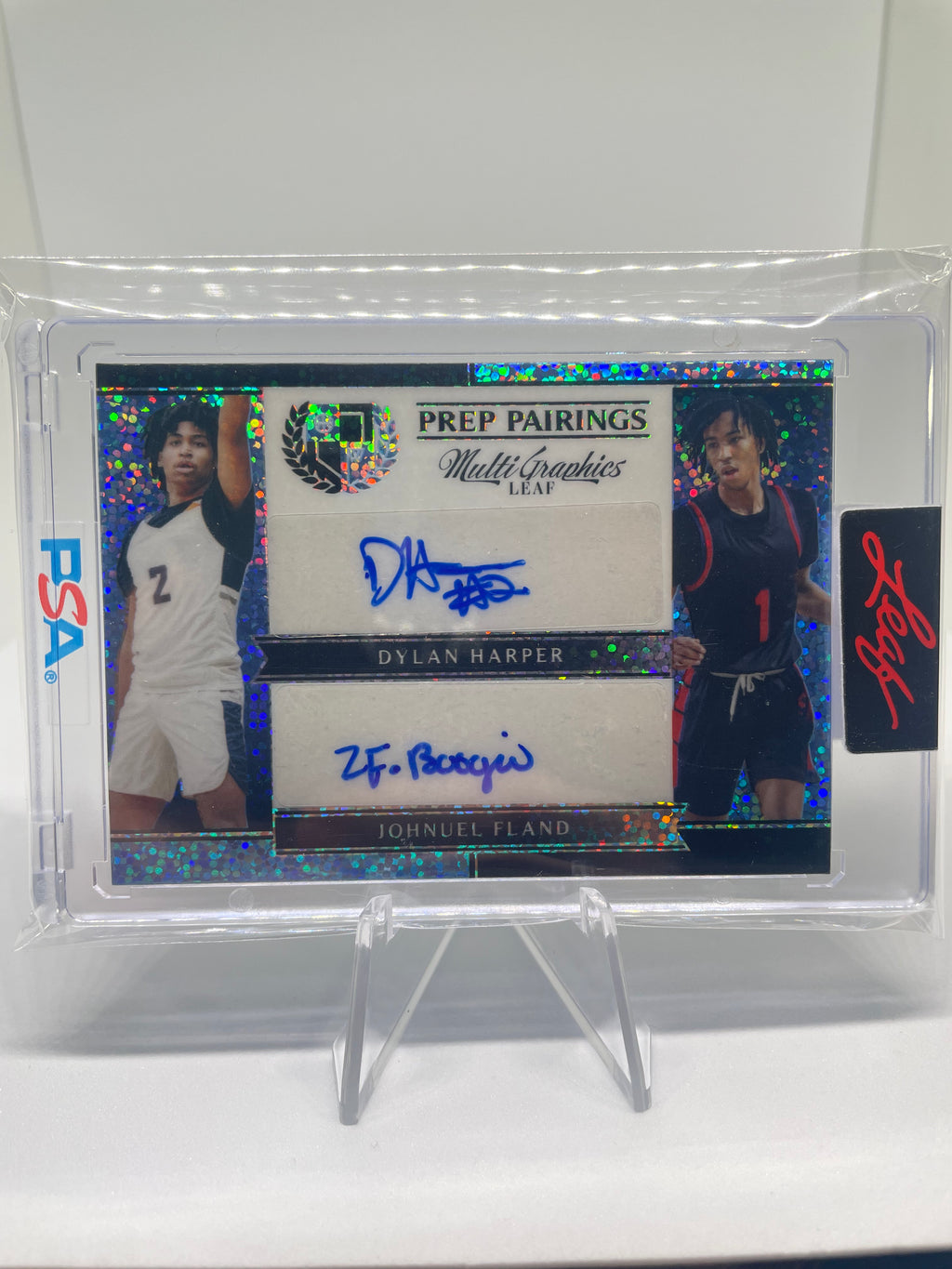 2022-23 Leaf Multigraphics Dylan Harper Johnuel Fland Blue Sparkle Dual Auto /10