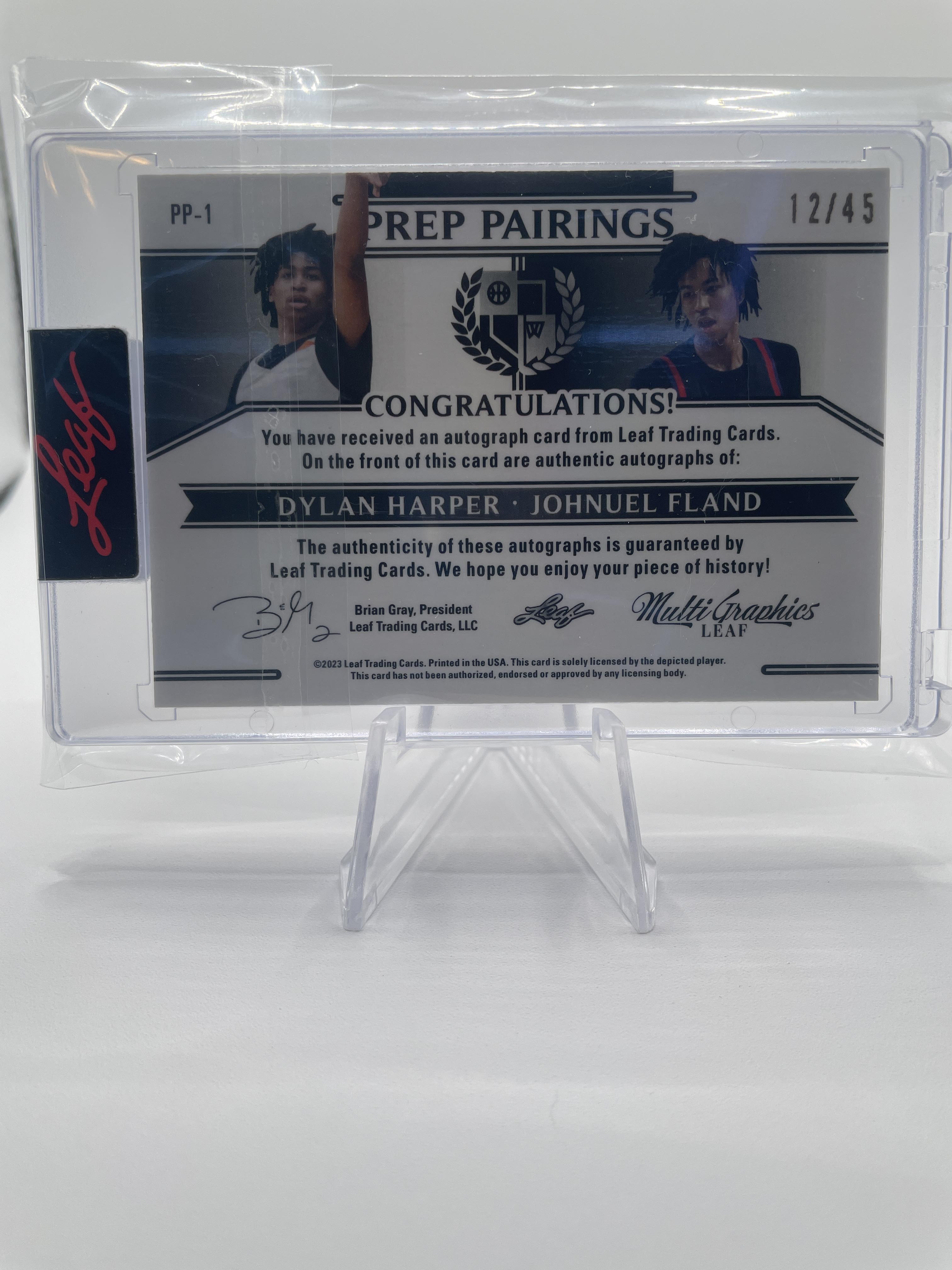 2022-23 Leaf Multigraphics Dylan Harper Johnuel Fland Blue Crystal Dual Auto /45