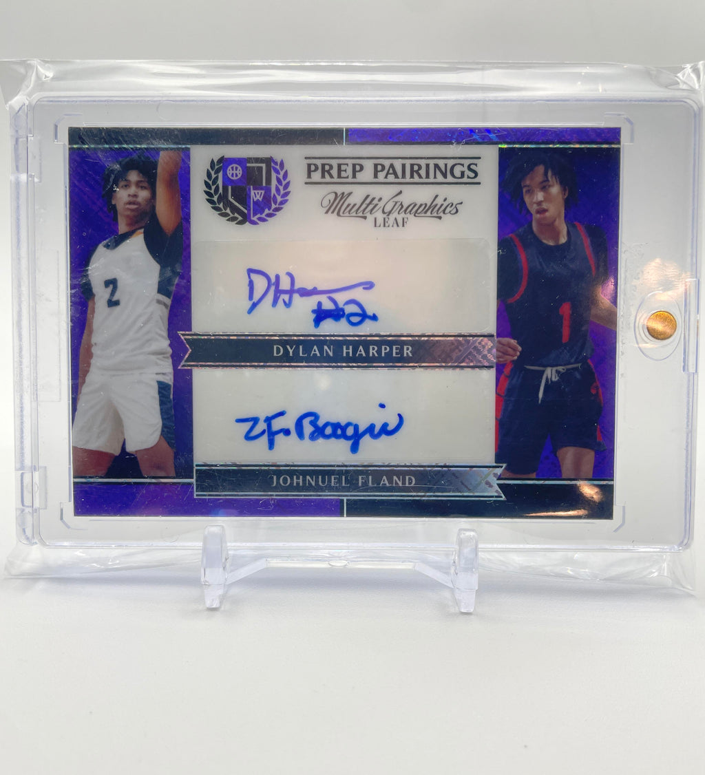 2022-23 Leaf Multigraphics Dylan Harper Johnuel Fland Purple Dual Auto /25