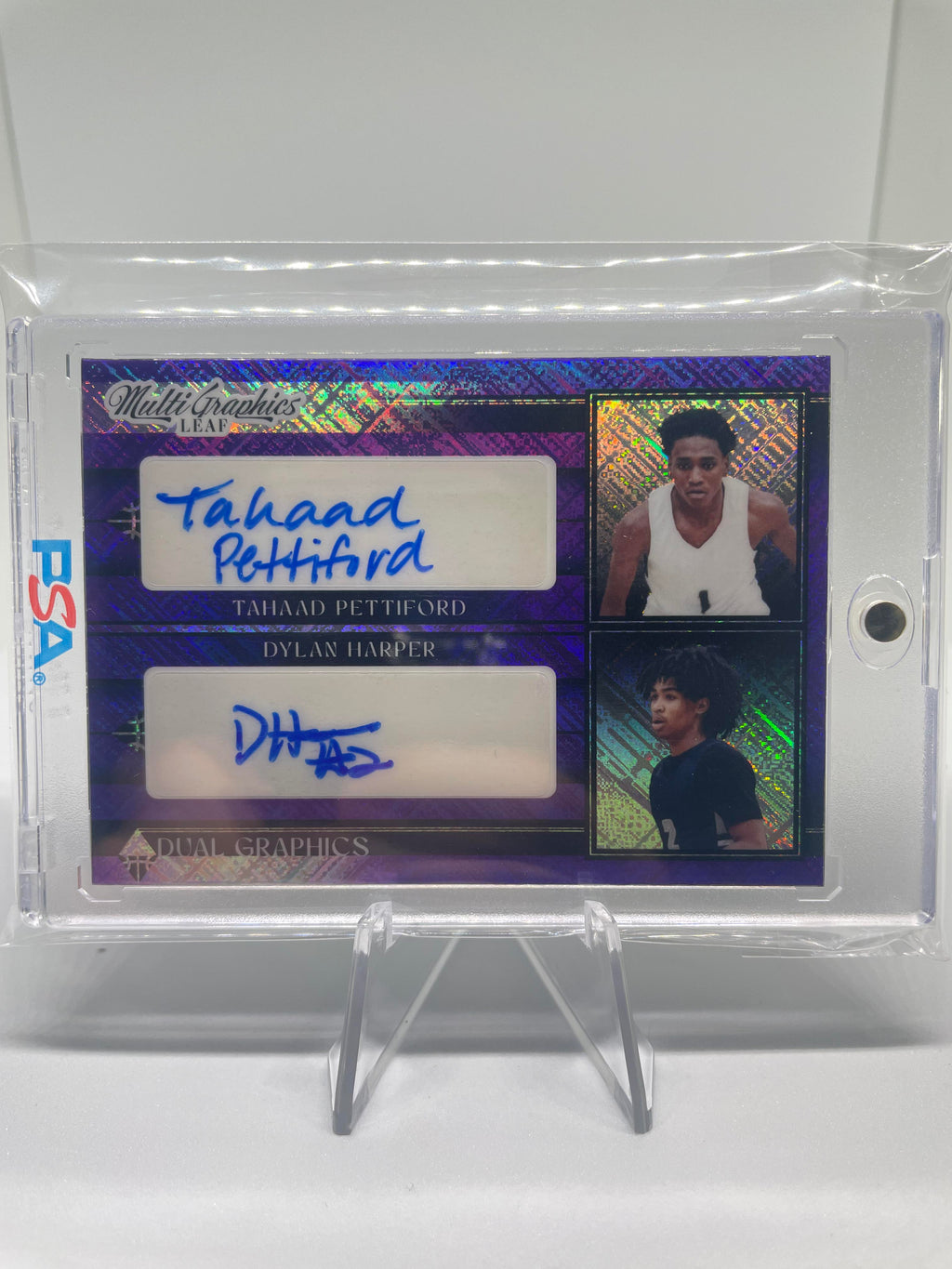 2022-23 Leaf Multigraphics Dylan Harper Tahaad Pettiford Purple Dual Auto /25