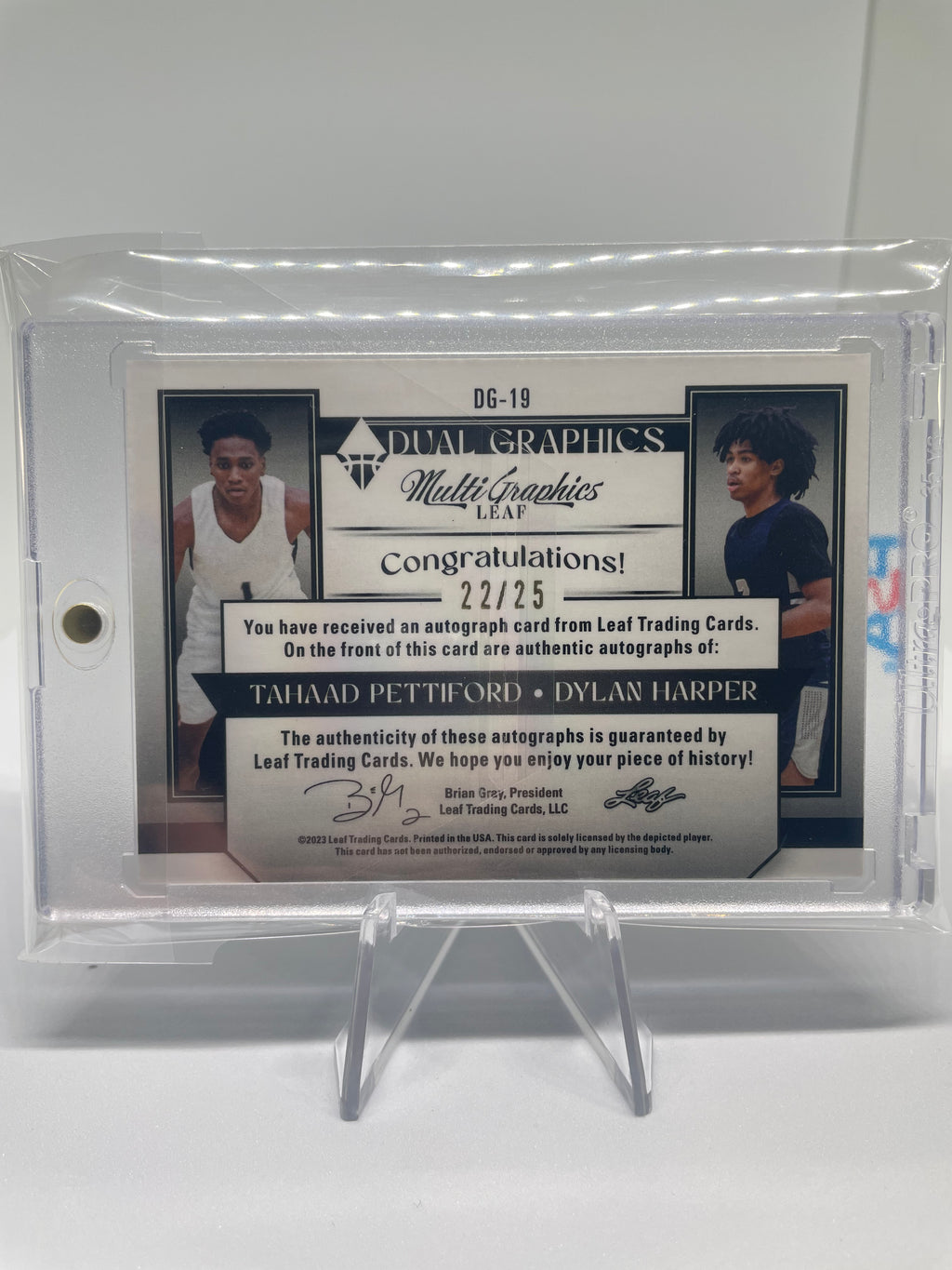 2022-23 Leaf Multigraphics Dylan Harper Tahaad Pettiford Purple Dual Auto /25