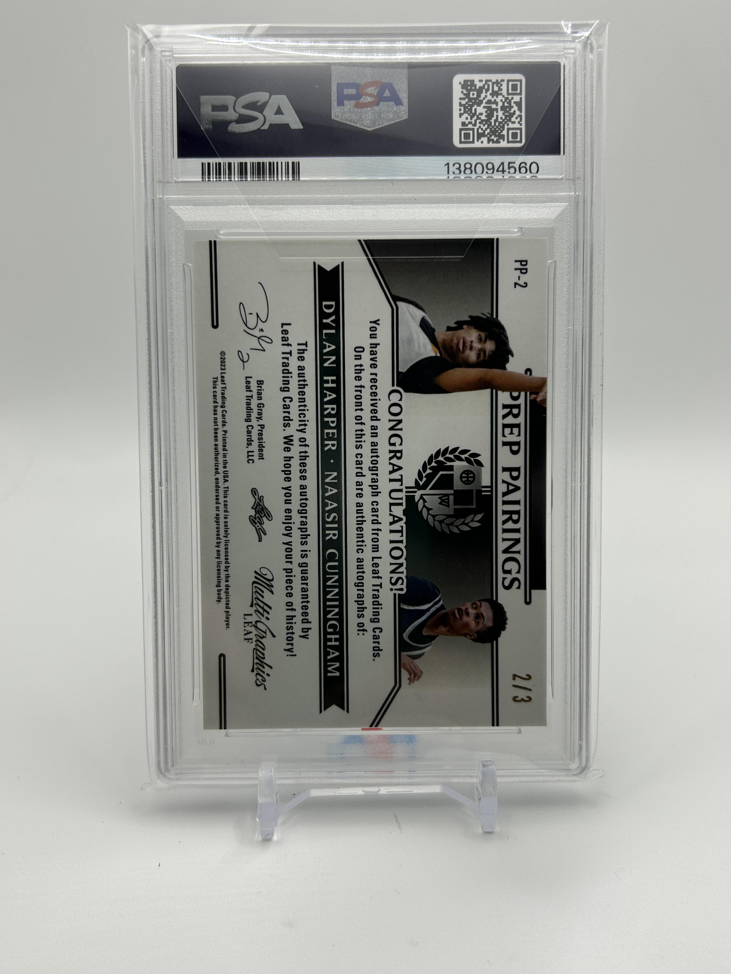 2022-23 Leaf Multigraphics Dylan Harper Naasir Cunningham Gold Dual Auto /3 PSA