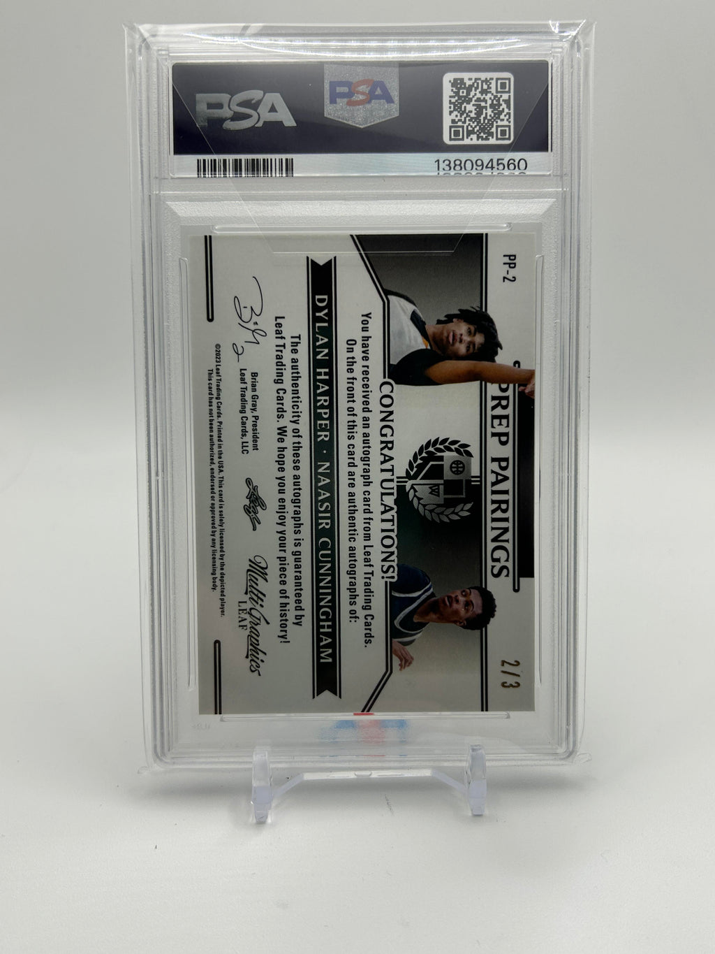 2022-23 Leaf Multigraphics Dylan Harper + Naasir Cunningham Gold Auto /3 PSA 9