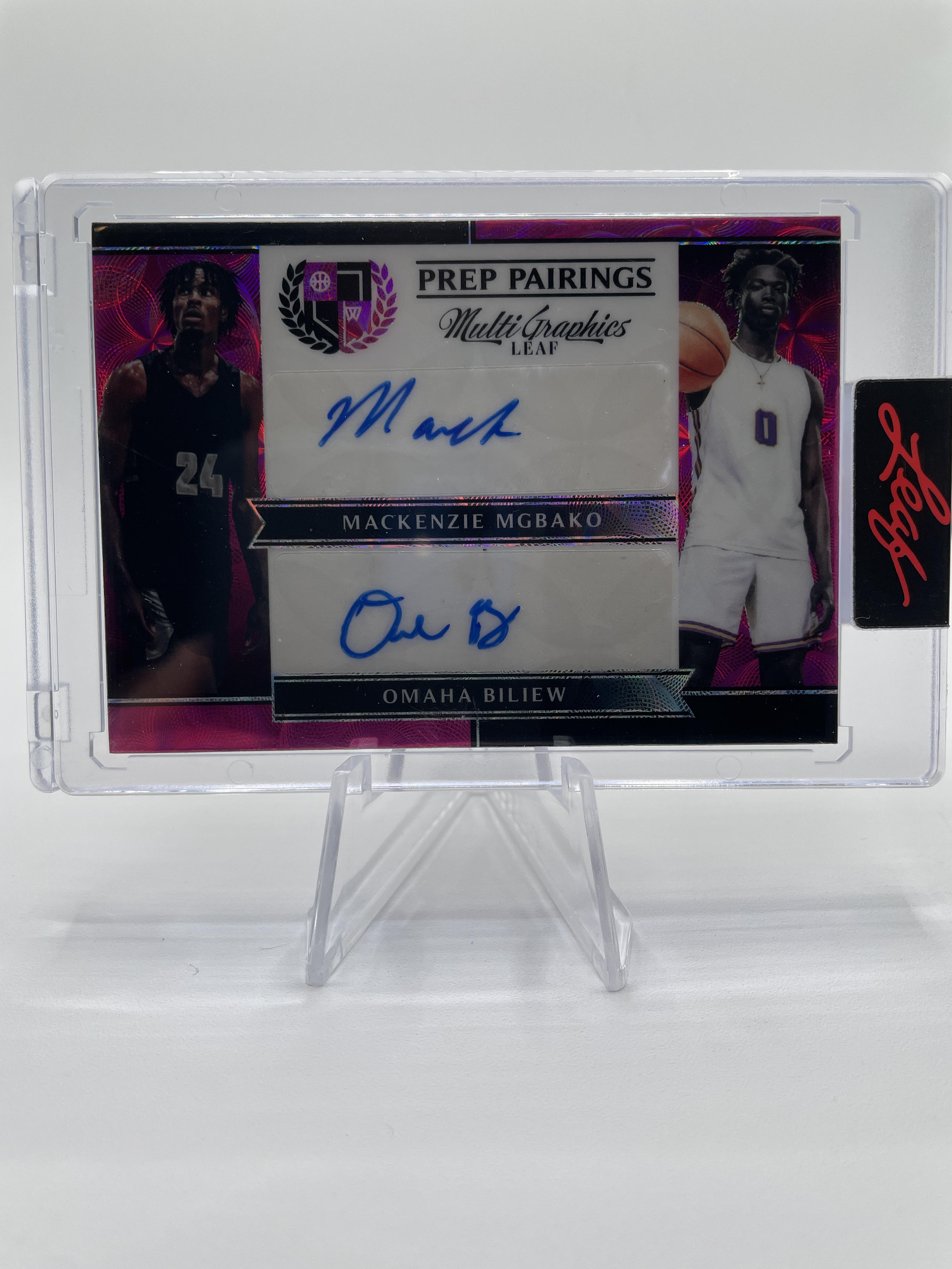 2022-23 Leaf Multigraphics Mackenzie Mgbako Omaha Biliew Dual Pink Auto /15