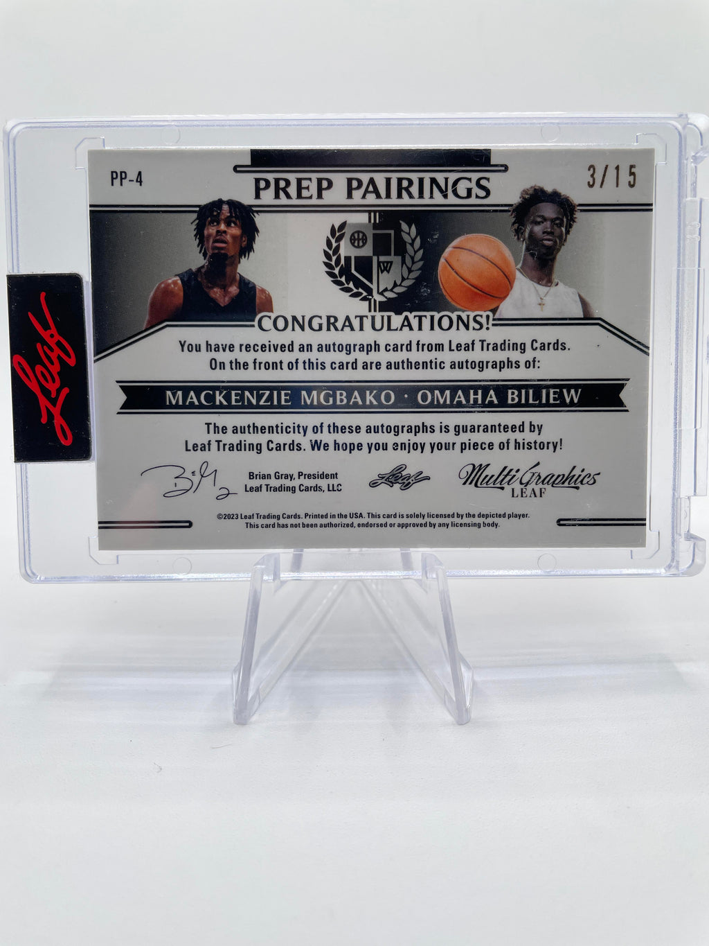 2022-23 Leaf Multigraphics Mackenzie Mgbako Omaha Biliew Dual Pink Auto /15