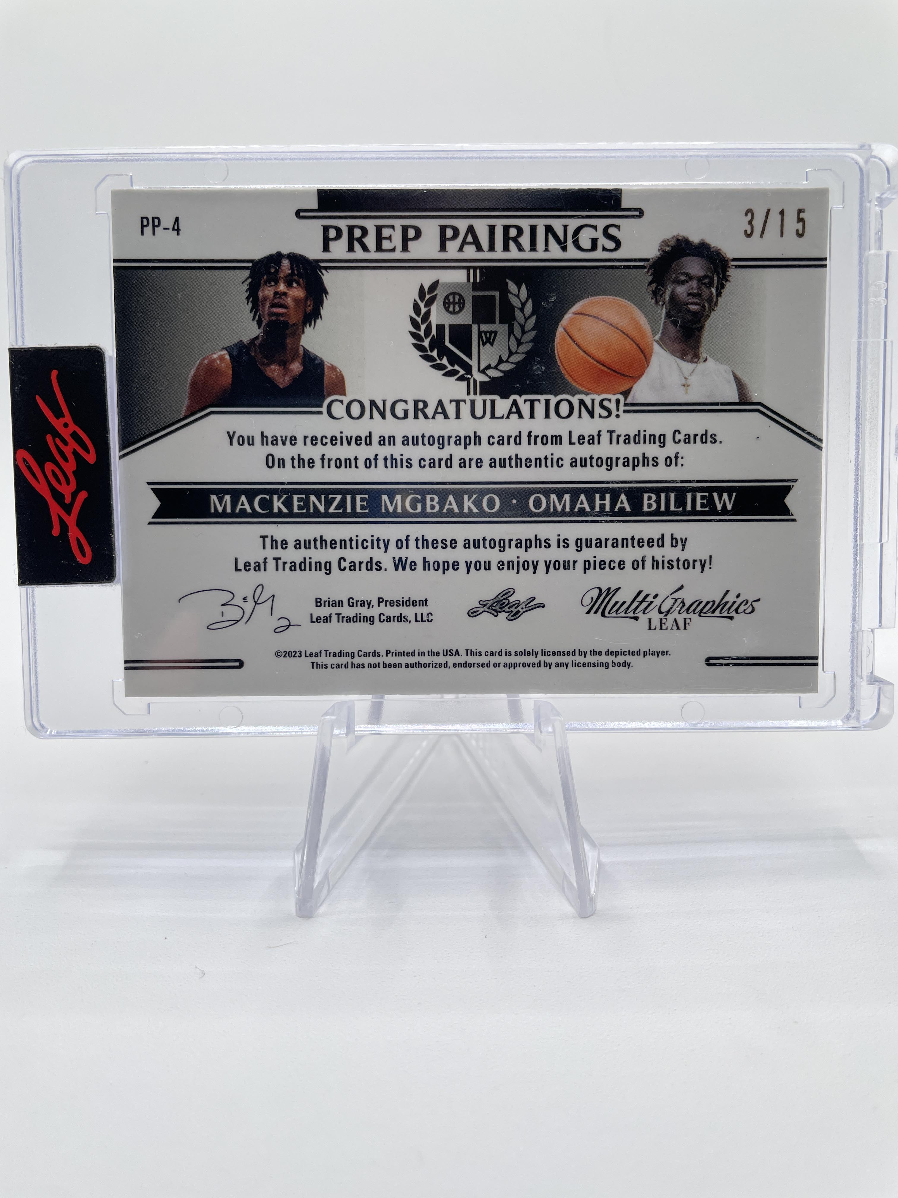 2022-23 Leaf Multigraphics Mackenzie Mgbako Omaha Biliew Dual Pink Auto /15