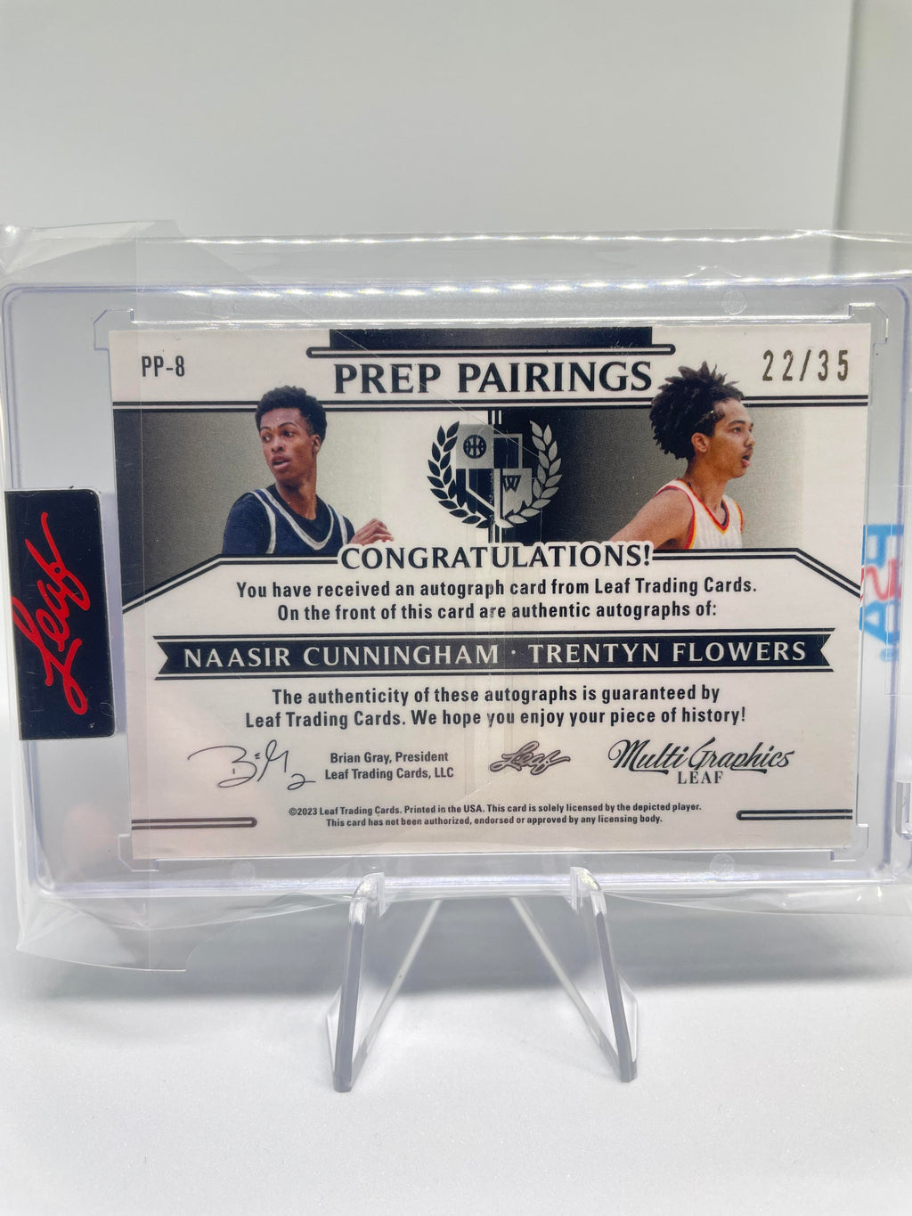 2022-23 Leaf Multigraphics Naasir Cunningham Trentyn Flowers Dual Blue Auto /35