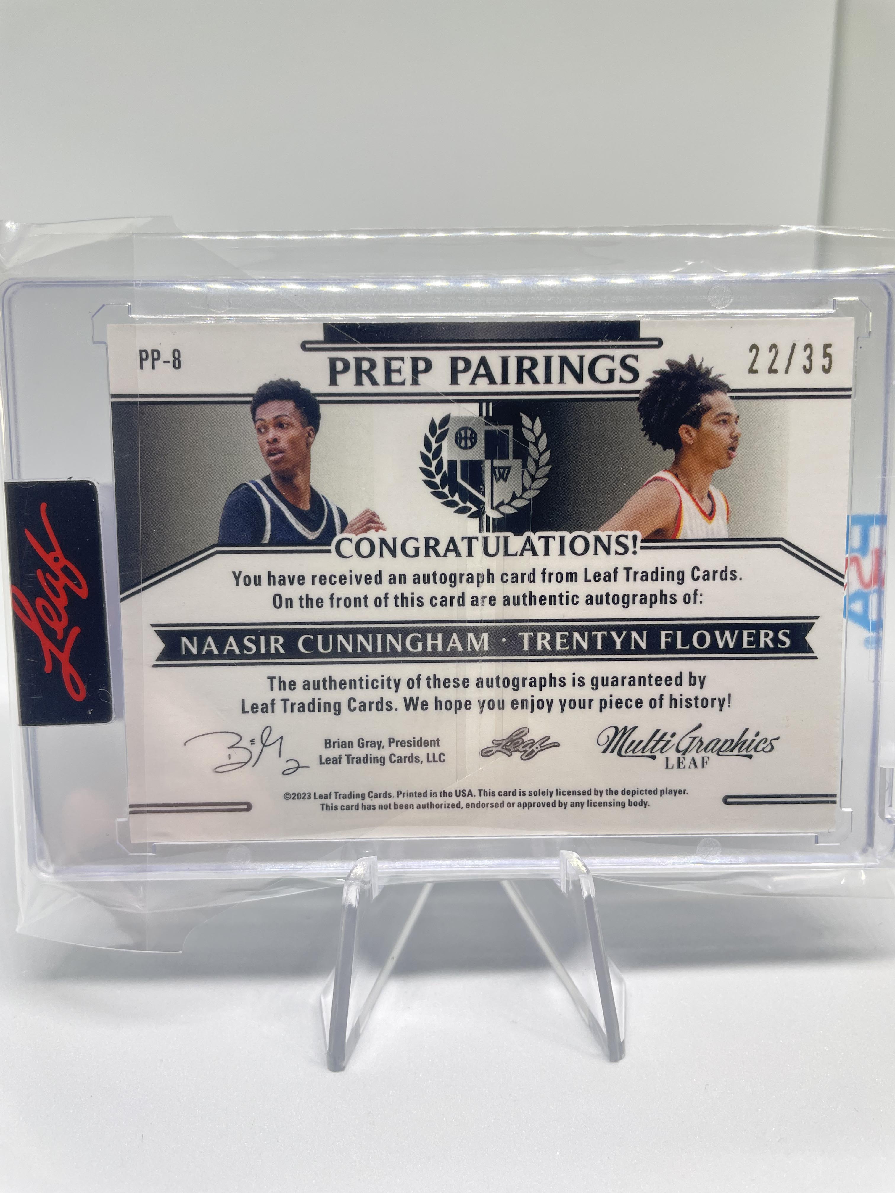 2022-23 Leaf Multigraphics Naasir Cunningham Trentyn Flowers Dual Blue Auto /35