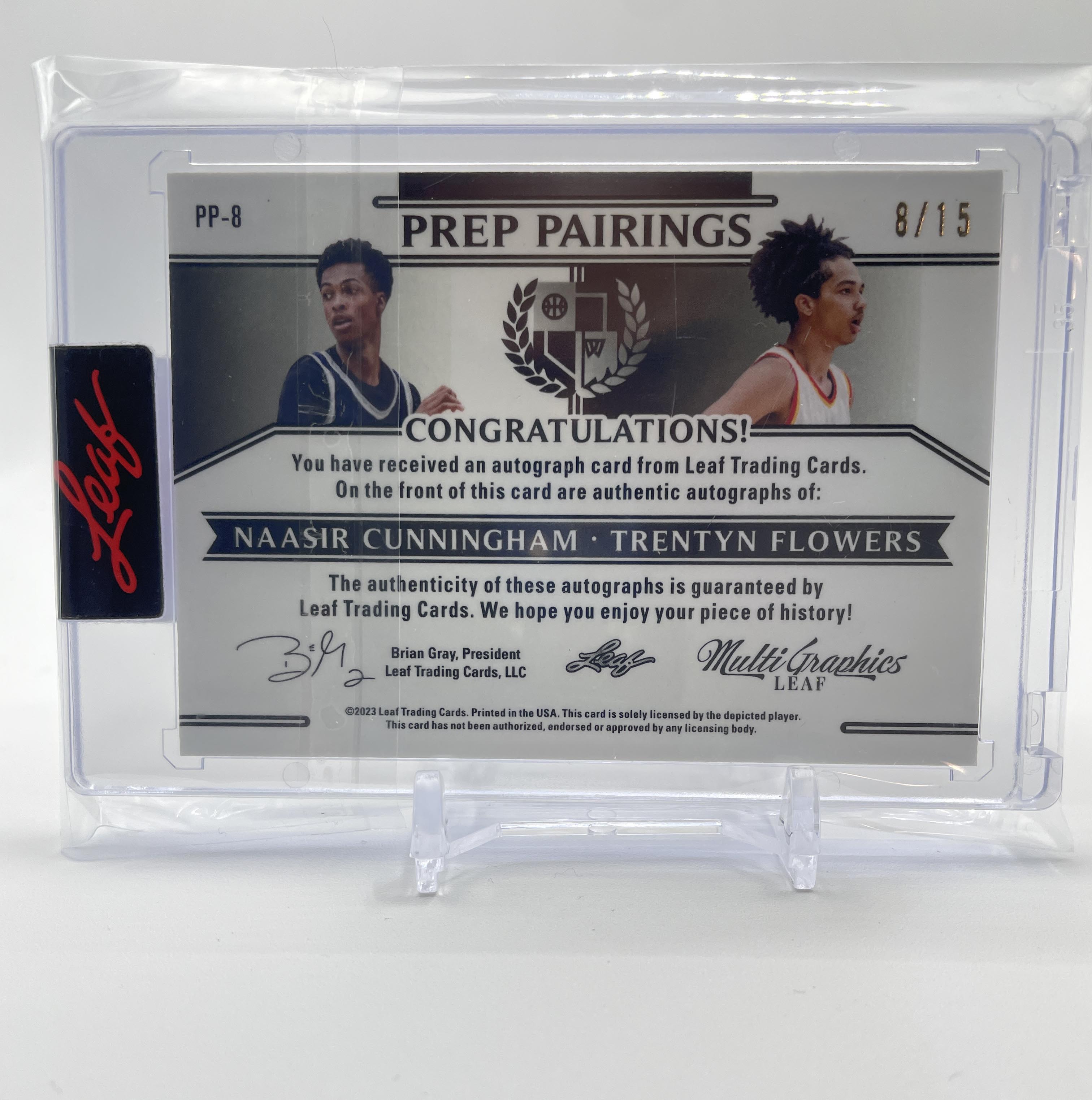 2022-23 Leaf Multigraphics Naasir Cunningham Trentyn Flowers Pink Dual Auto /15