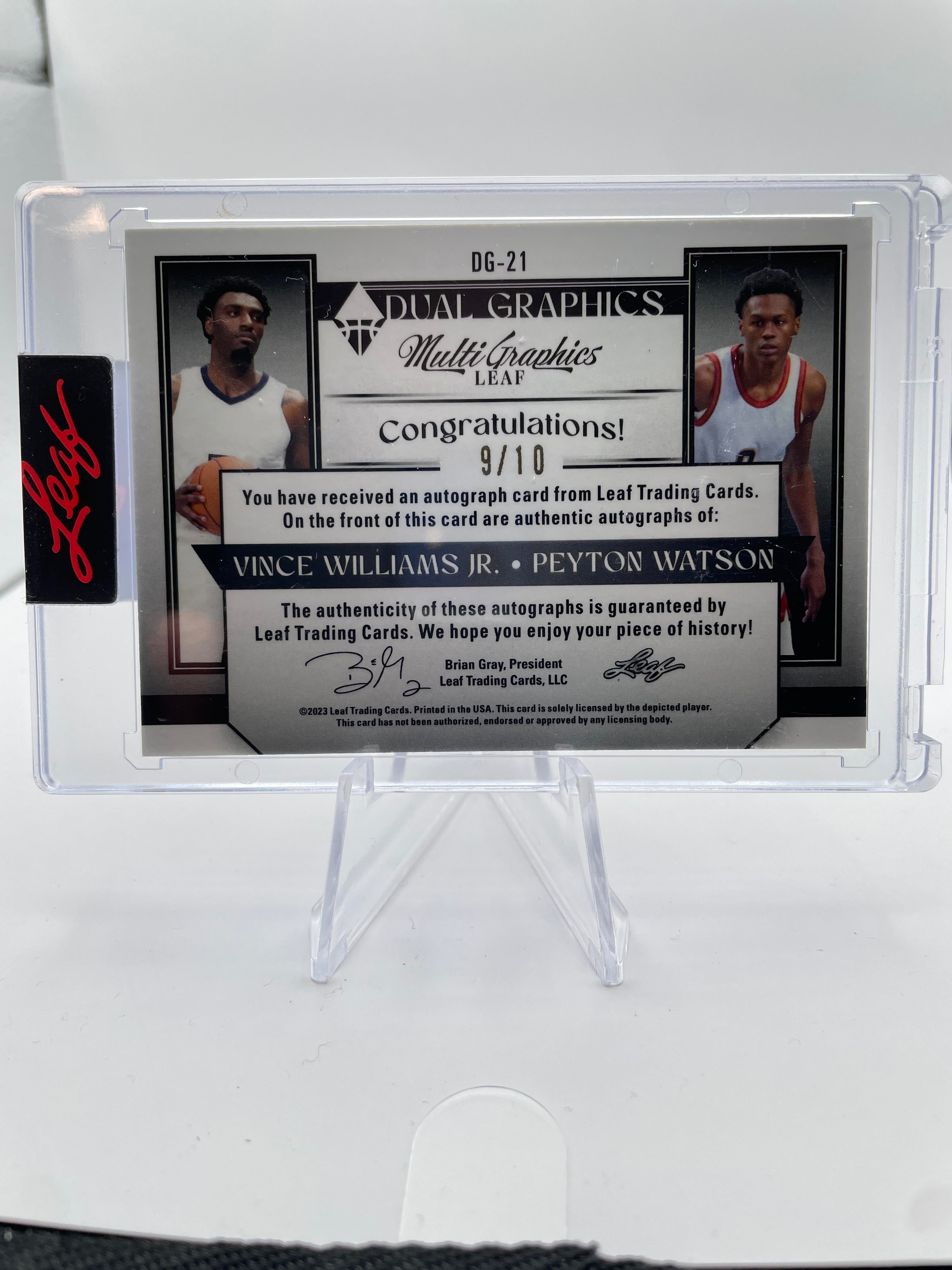 2022-23 Leaf Multigraphics Peyton Watson + Vince Williams Blue Sparkle Auto /10