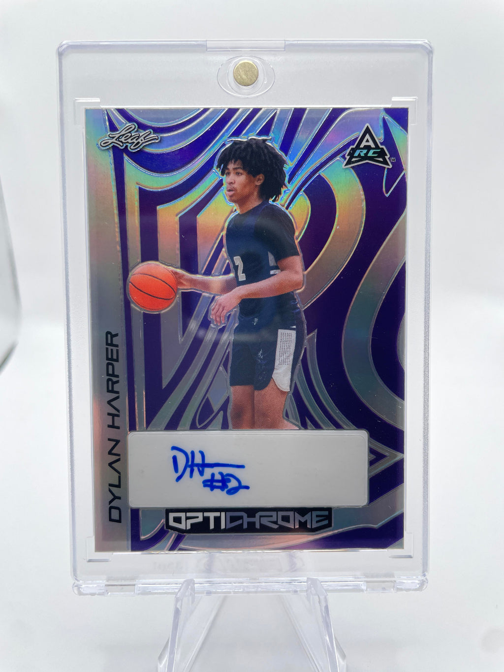 2022-23 Leaf Optichrome Dylan Harper Purple Prizm Rookie Auto /8