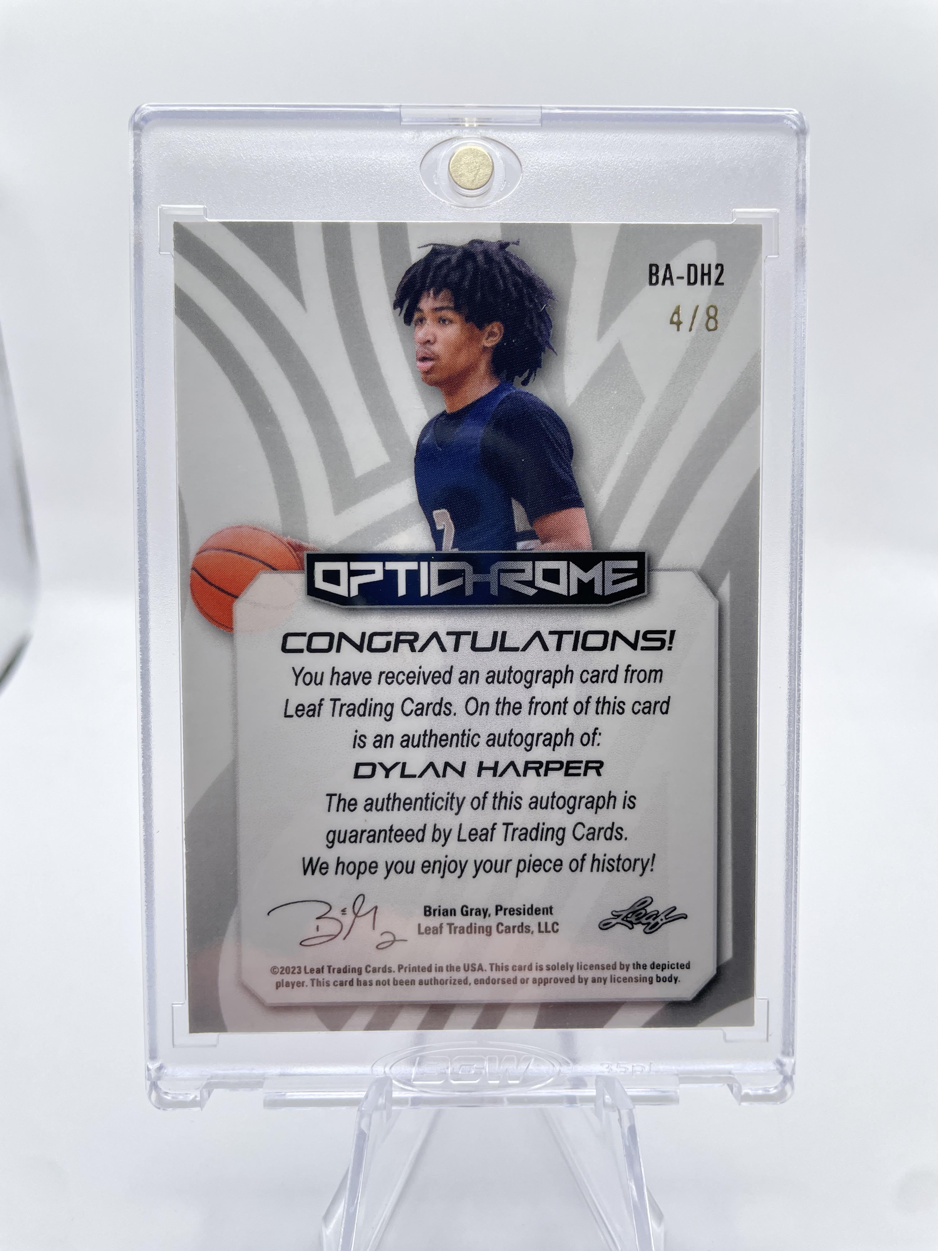 2022-23 Leaf Optichrome Dylan Harper Purple Prizm Rookie Auto /8