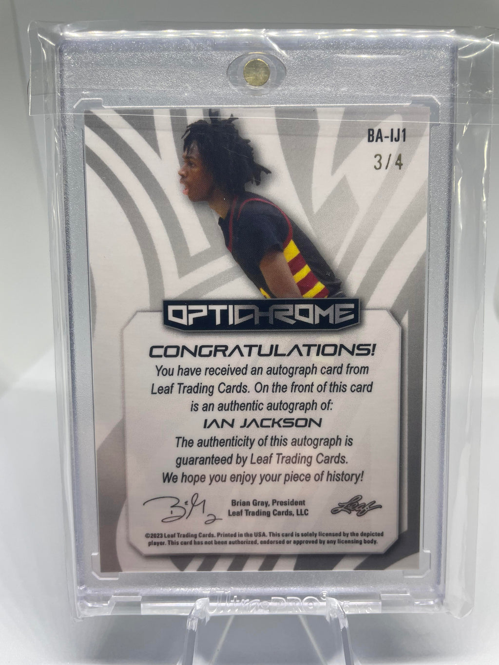 2022-23 Leaf Optichrome Ian Jackson Black Kaleidoscope Rookie Auto /4