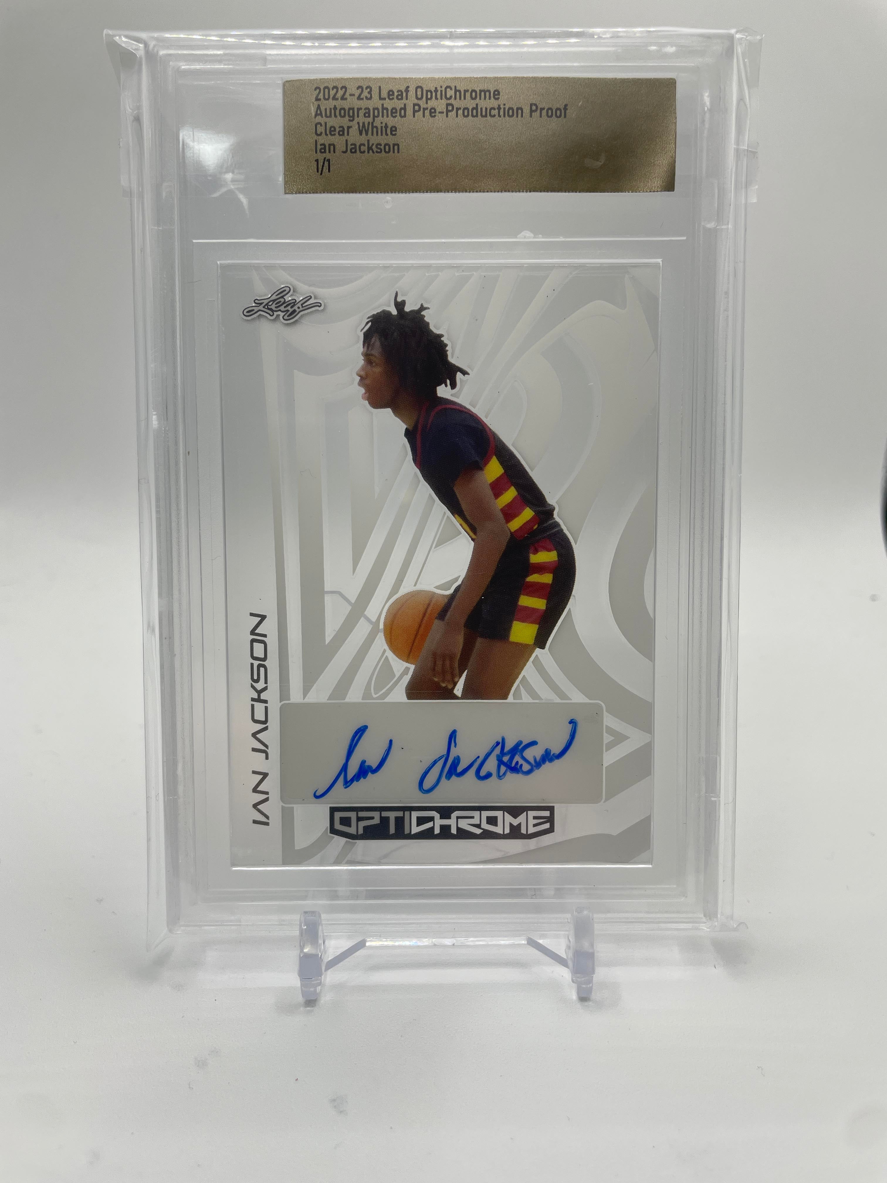 2022-23 Leaf Optichrome Ian Jackson Clear White Production Proof Auto 1/1
