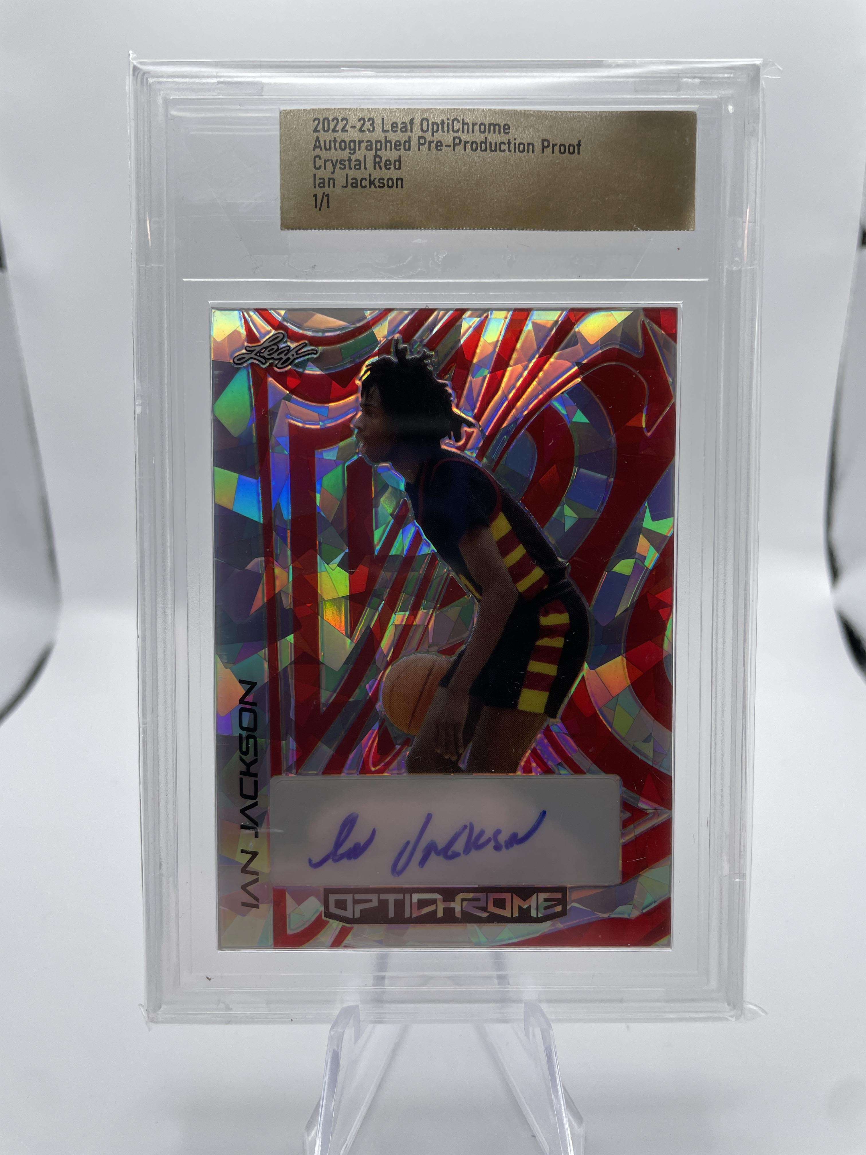 2022-23 Leaf Optichrome Ian Jackson Crystal Red Production Proof Auto 1/1