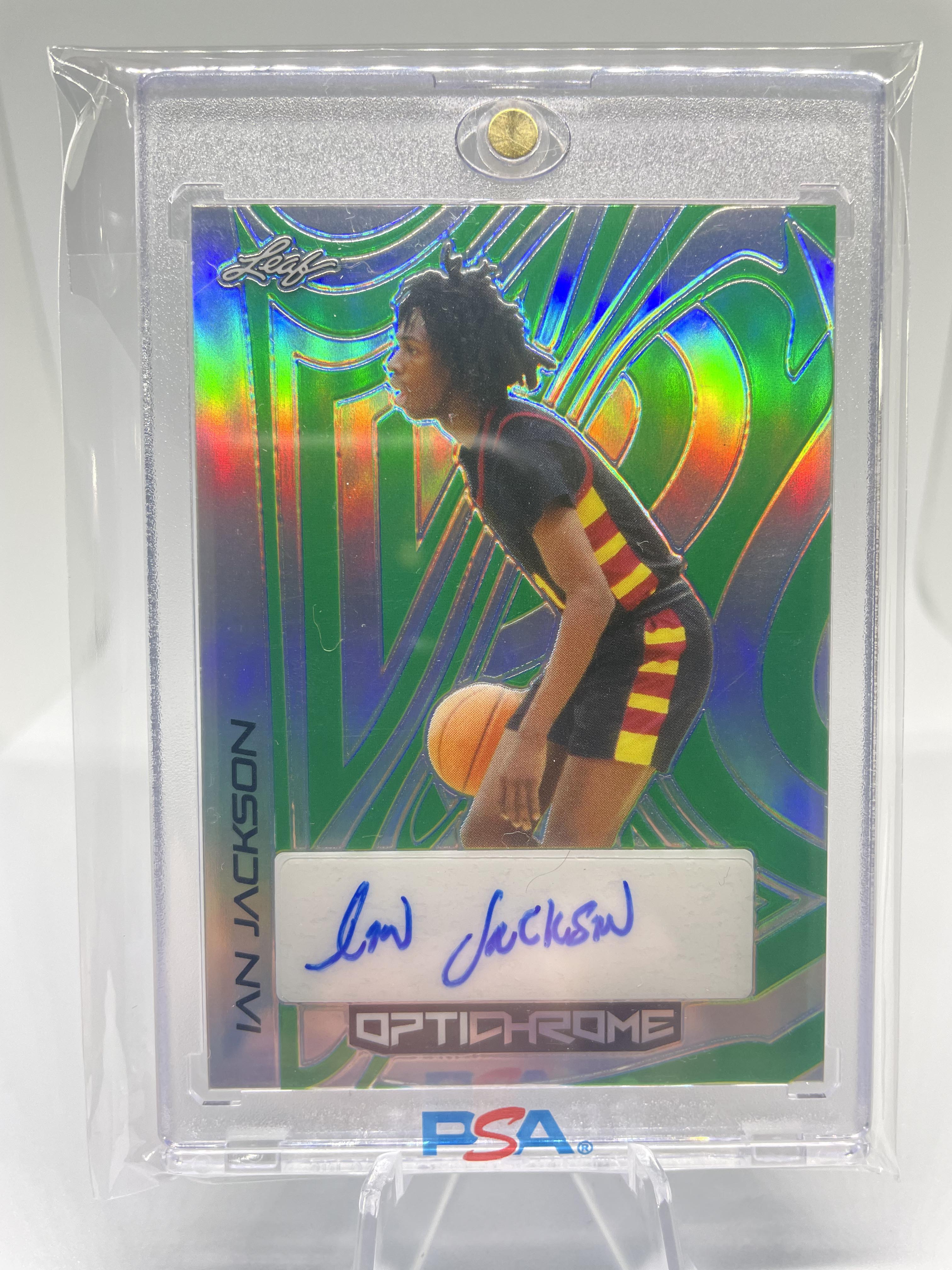 2022-23 Leaf Optichrome Ian Jackson Green Prismatic Rookie Auto /6