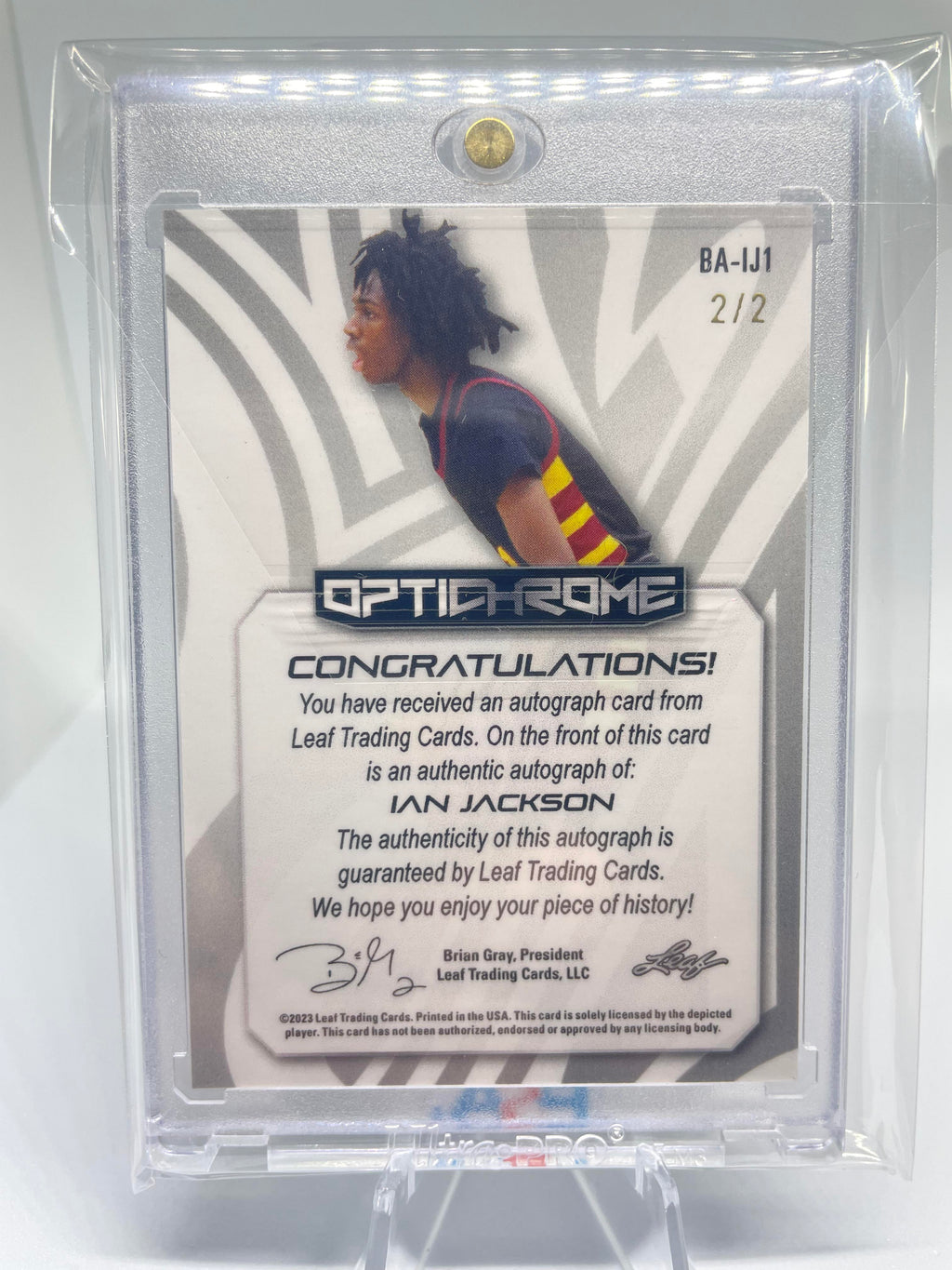 2022-23 Leaf Optichrome Ian Jackson Red White Blue Prizm Rookie Auto 2/2