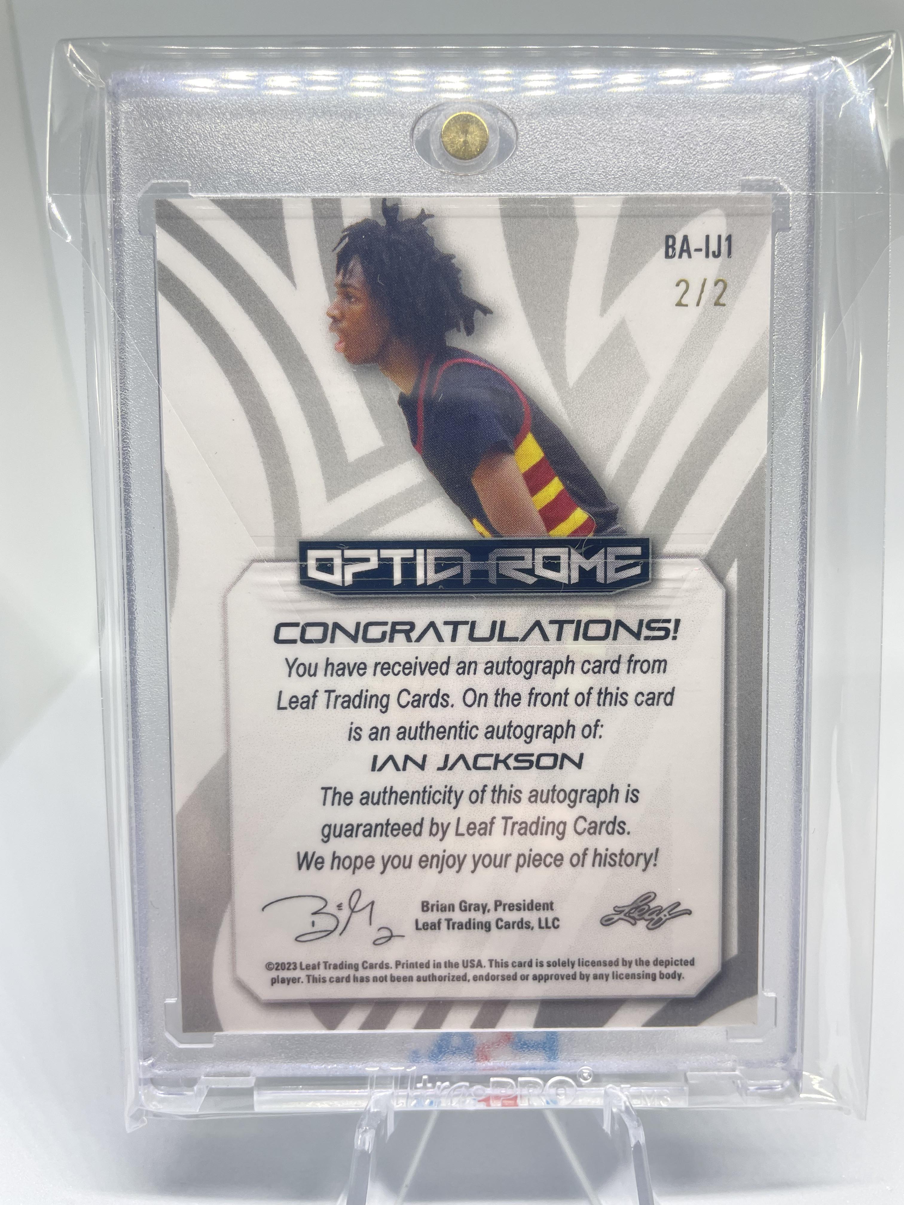 2022-23 Leaf Optichrome Ian Jackson Red White Blue Prizm Rookie Auto 2/2