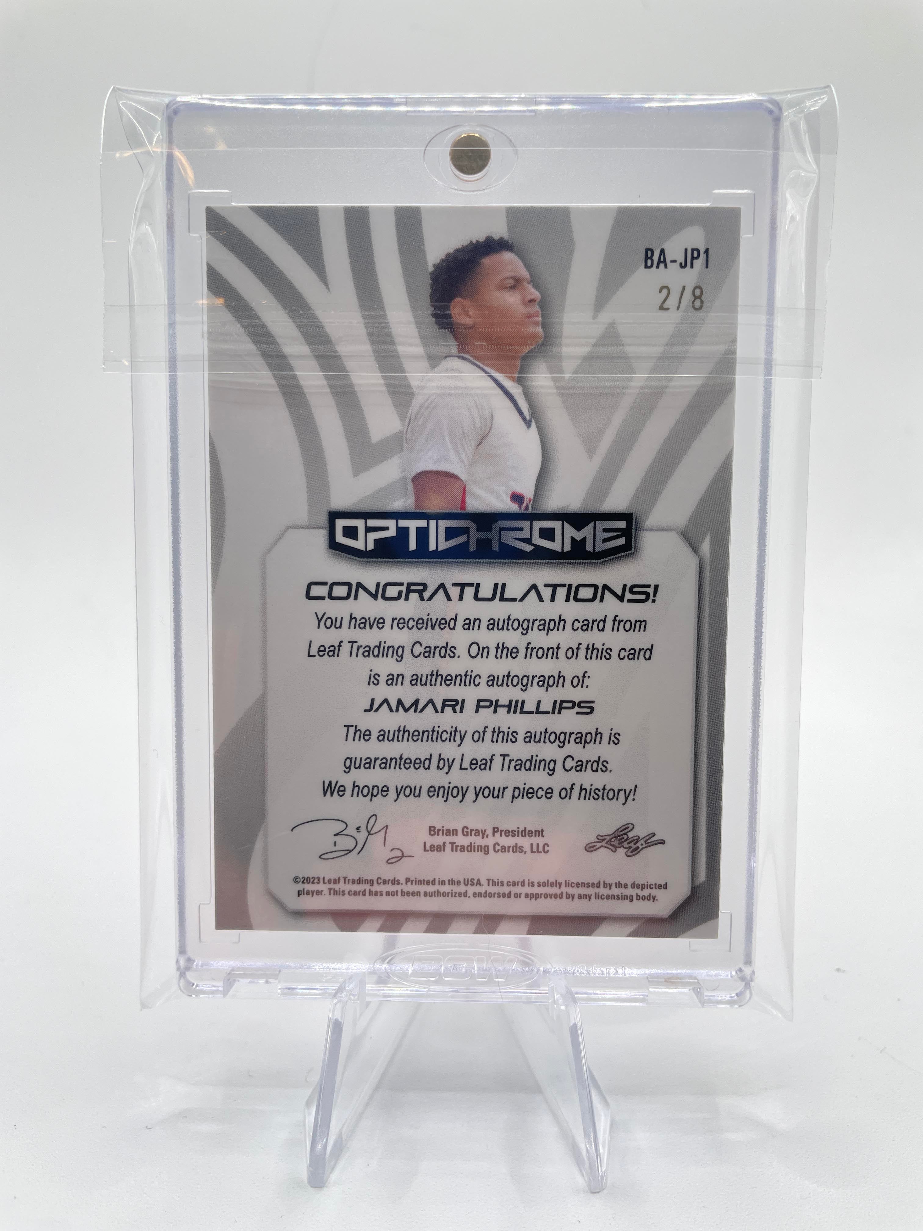 2022-23 Leaf Optichrome Jamari Phillips Pink Prismatic Rookie Auto /8