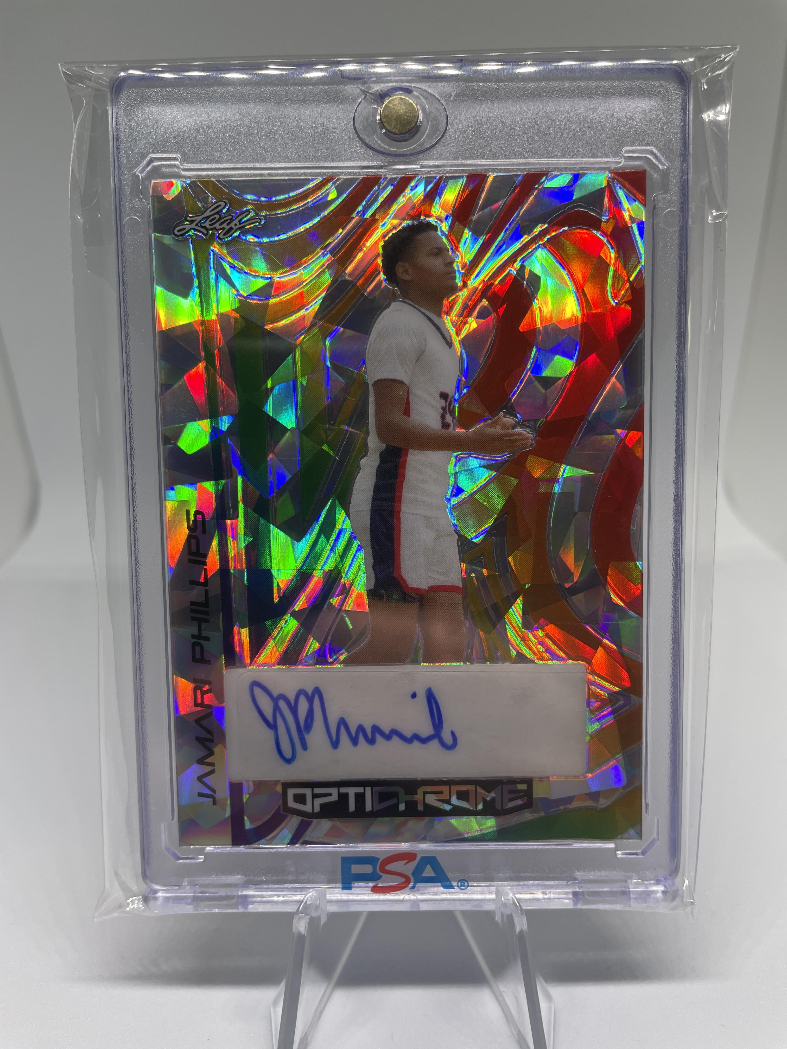 2022-23 Leaf Optichrome Jamari Phillips Rainbow Crystal Rookie Auto /3