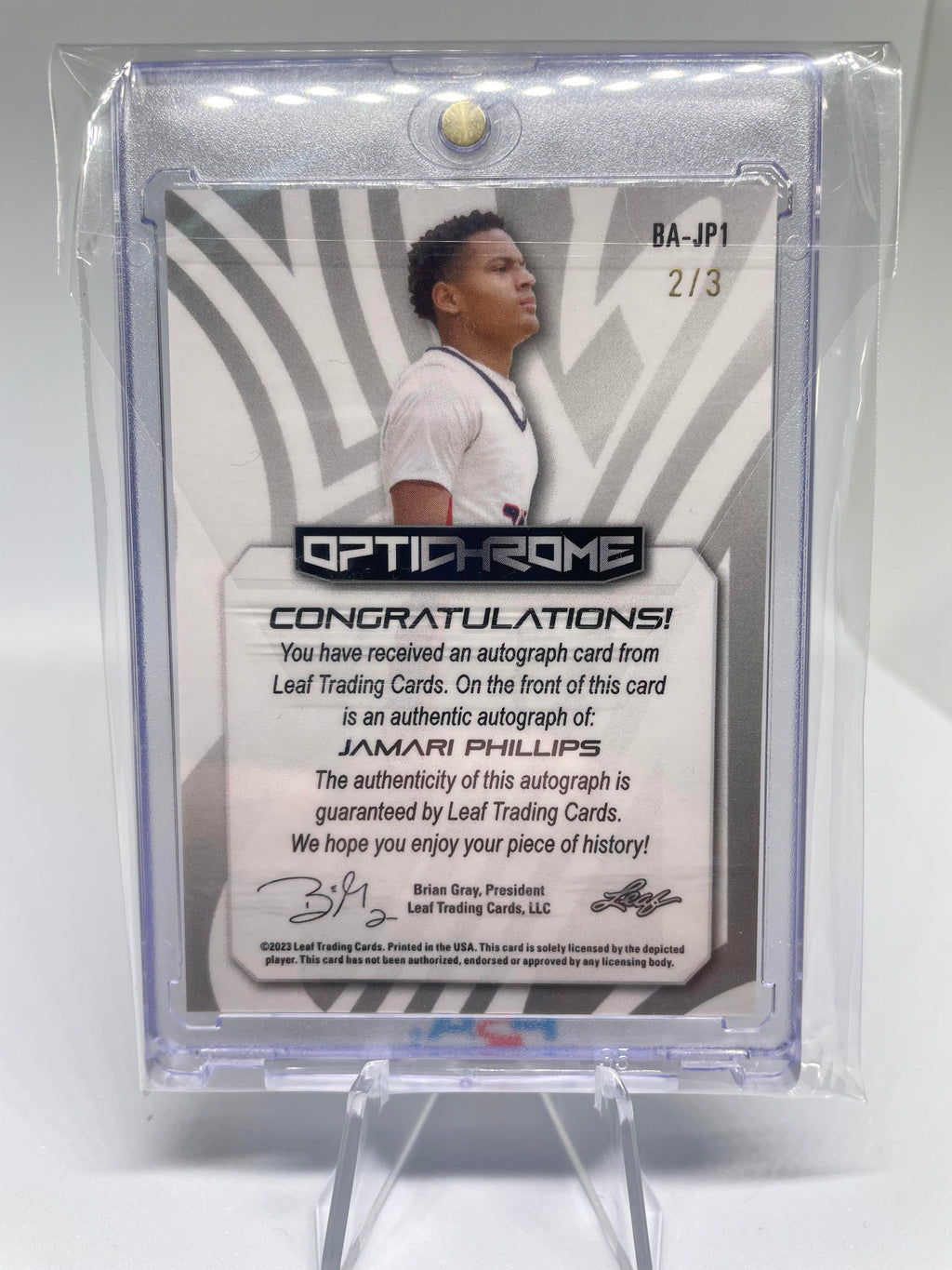 2022-23 Leaf Optichrome Jamari Phillips Rainbow Crystal Rookie Auto /3