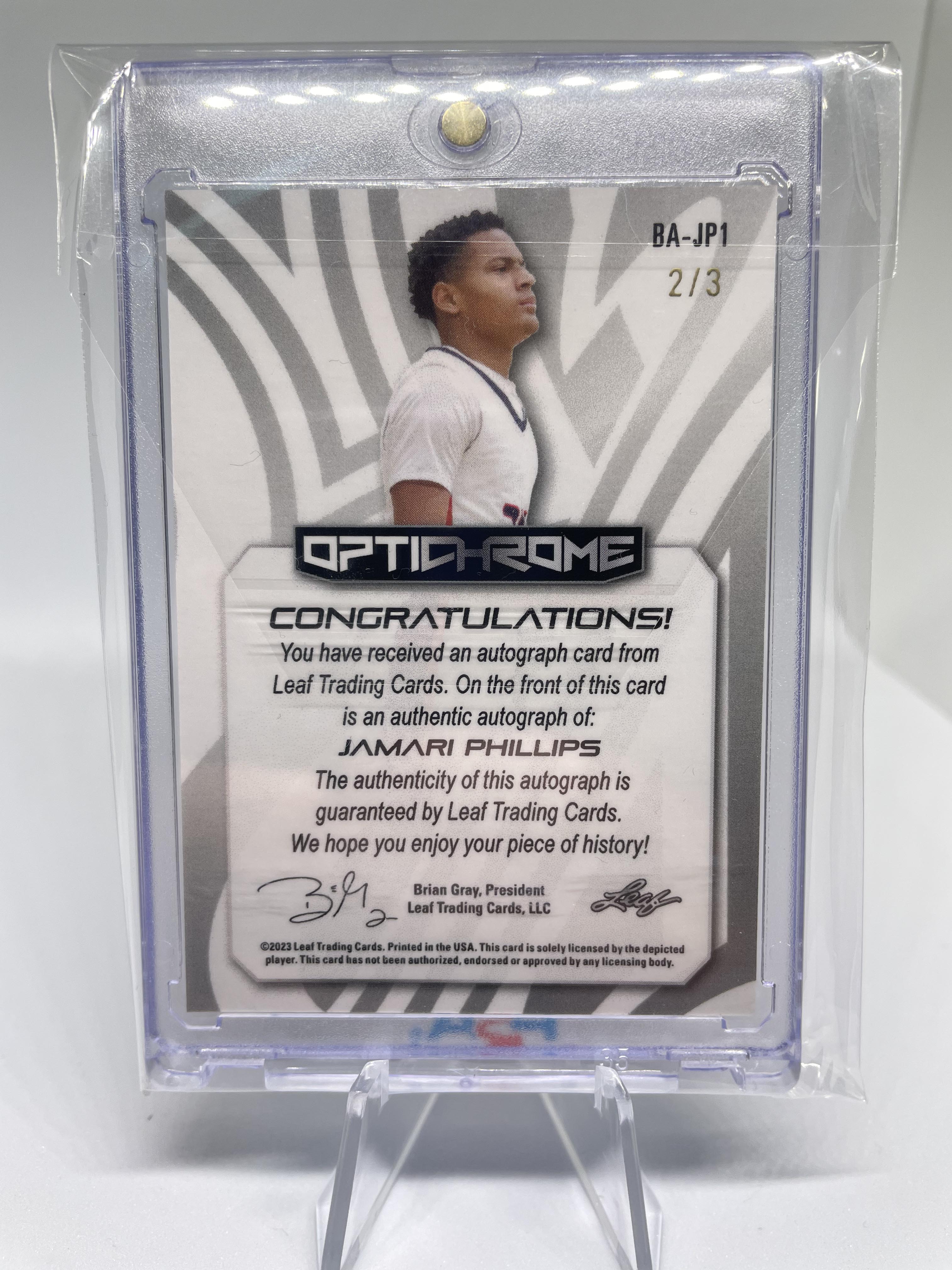 2022-23 Leaf Optichrome Jamari Phillips Rainbow Crystal Rookie Auto /3