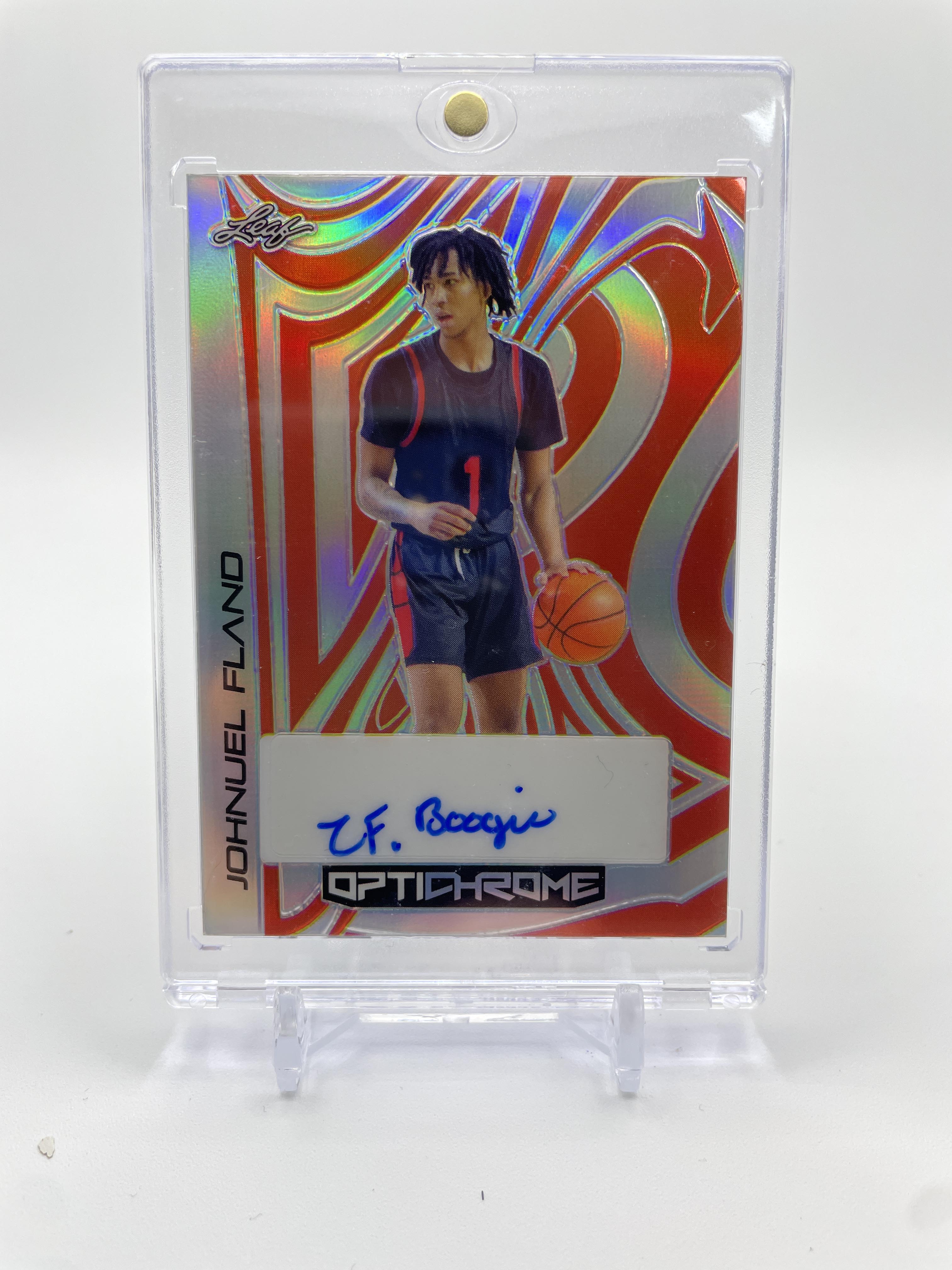2022-23 Leaf Optichrome Johnuel Fland Red Prizm Rookie Auto 1/6