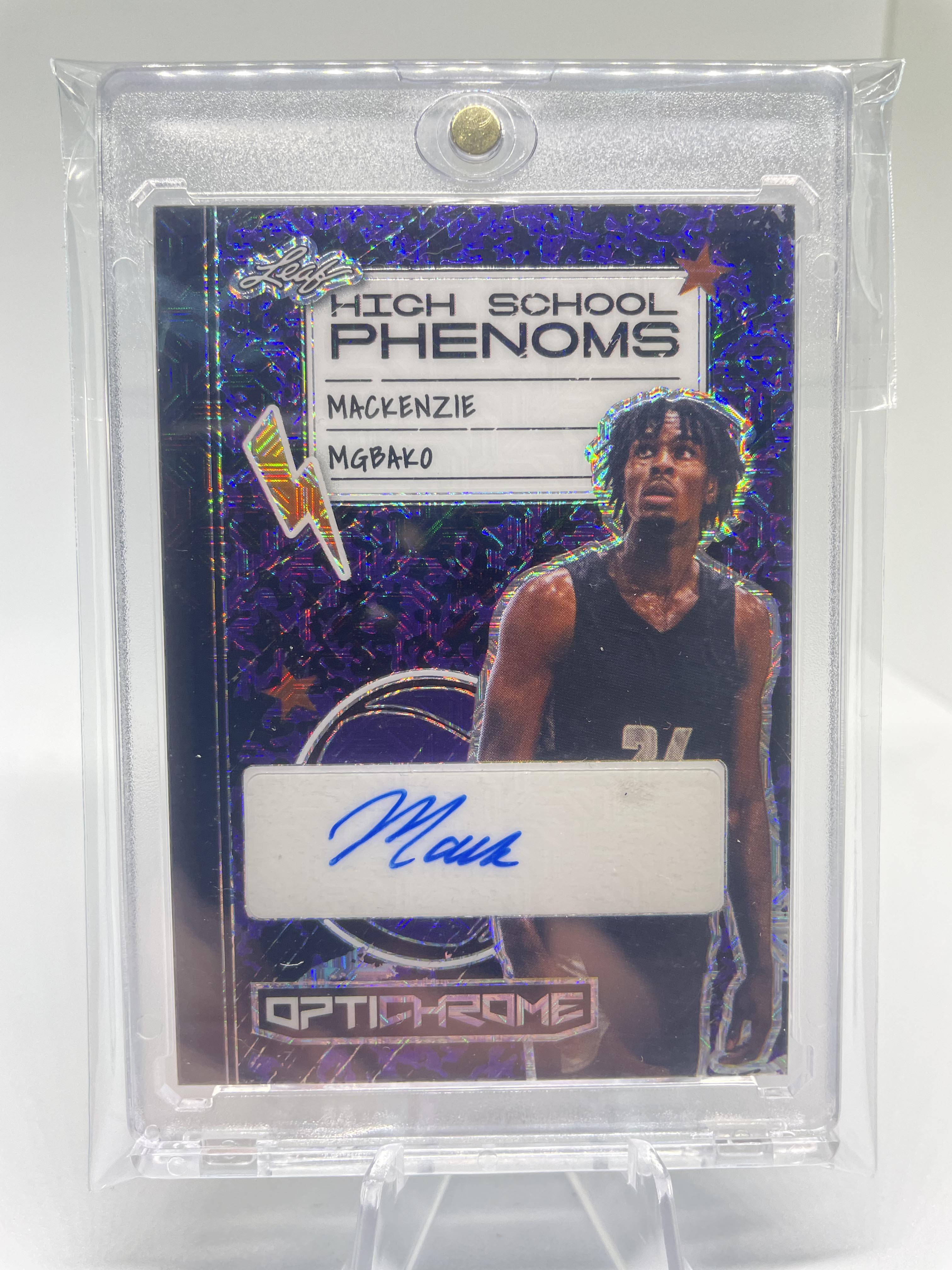 2022-23 Leaf Optichrome Mackenzie Mgbako School Phenoms Blue Rookie Auto /4