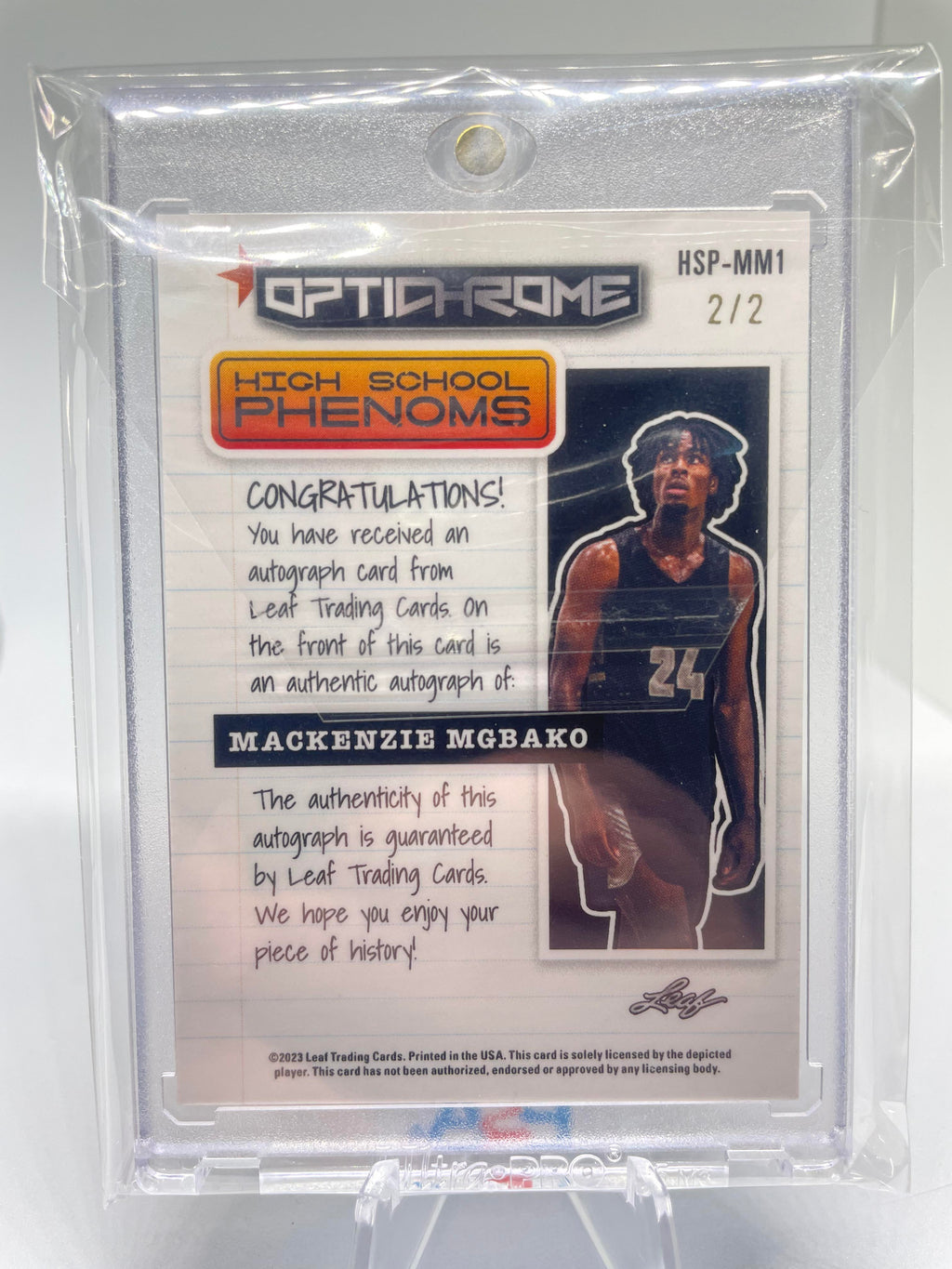 2022-23 Leaf Optichrome Mackenzie Mgbako School Phenoms RWB Rookie Auto 2/2