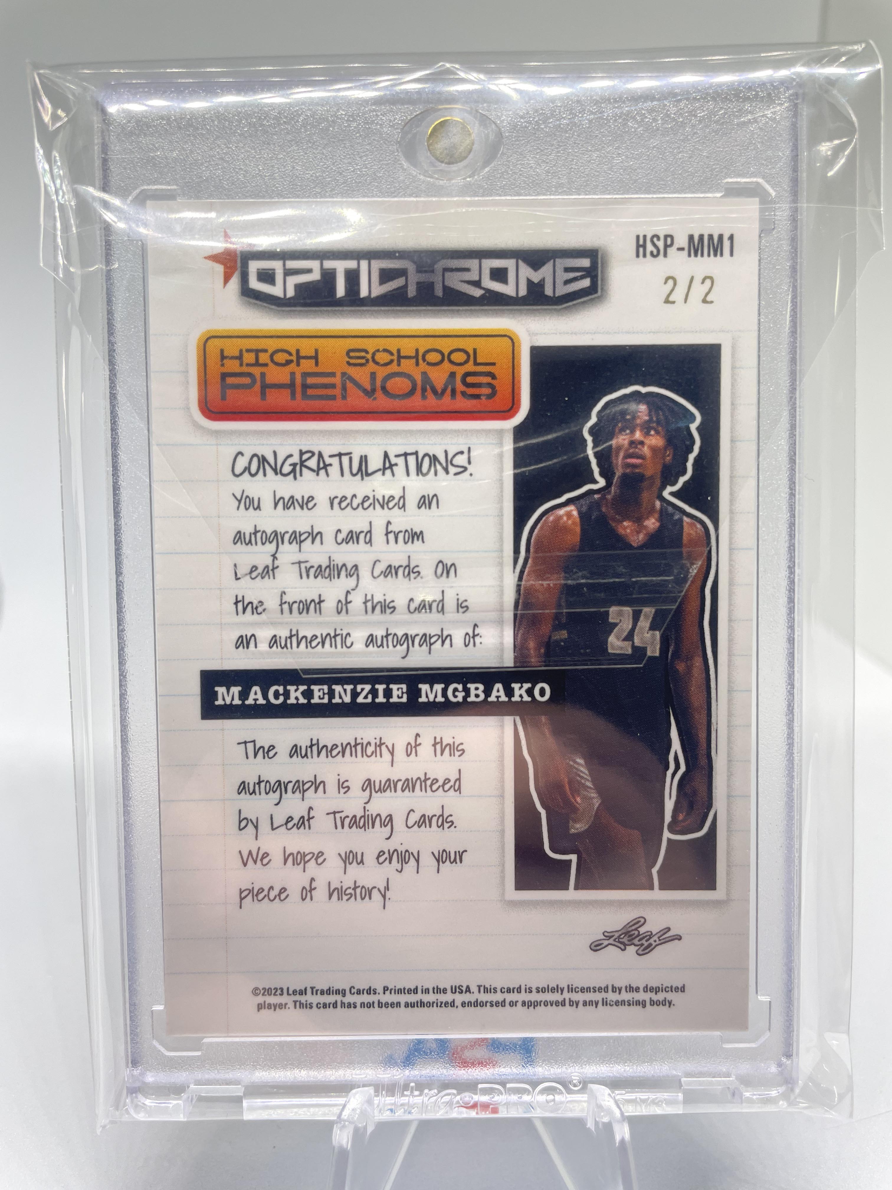 2022-23 Leaf Optichrome Mackenzie Mgbako School Phenoms RWB Rookie Auto 2/2