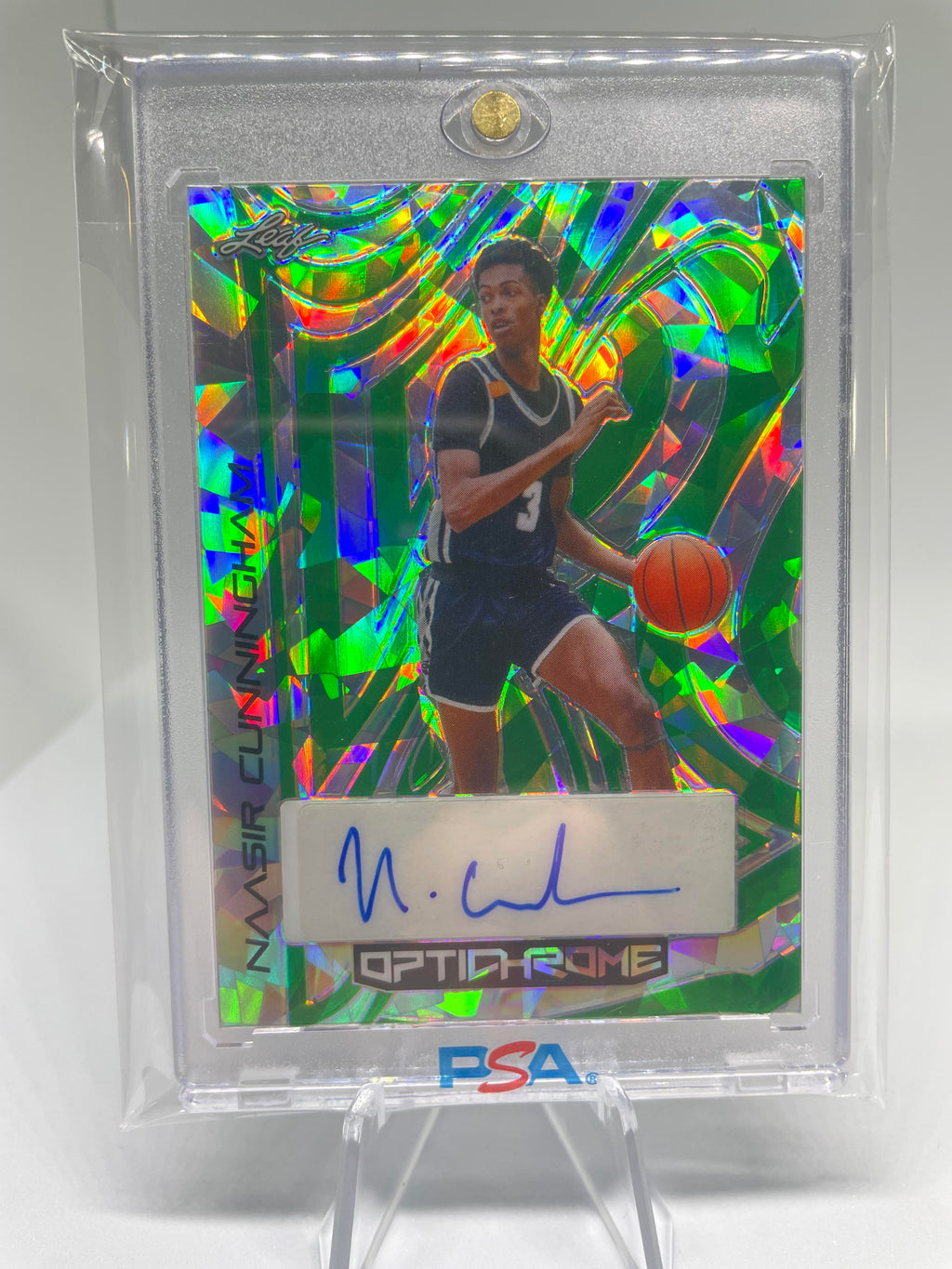2022-23 Leaf Optichrome Naasir Cunningham Green Crystal Rookie Auto /5
