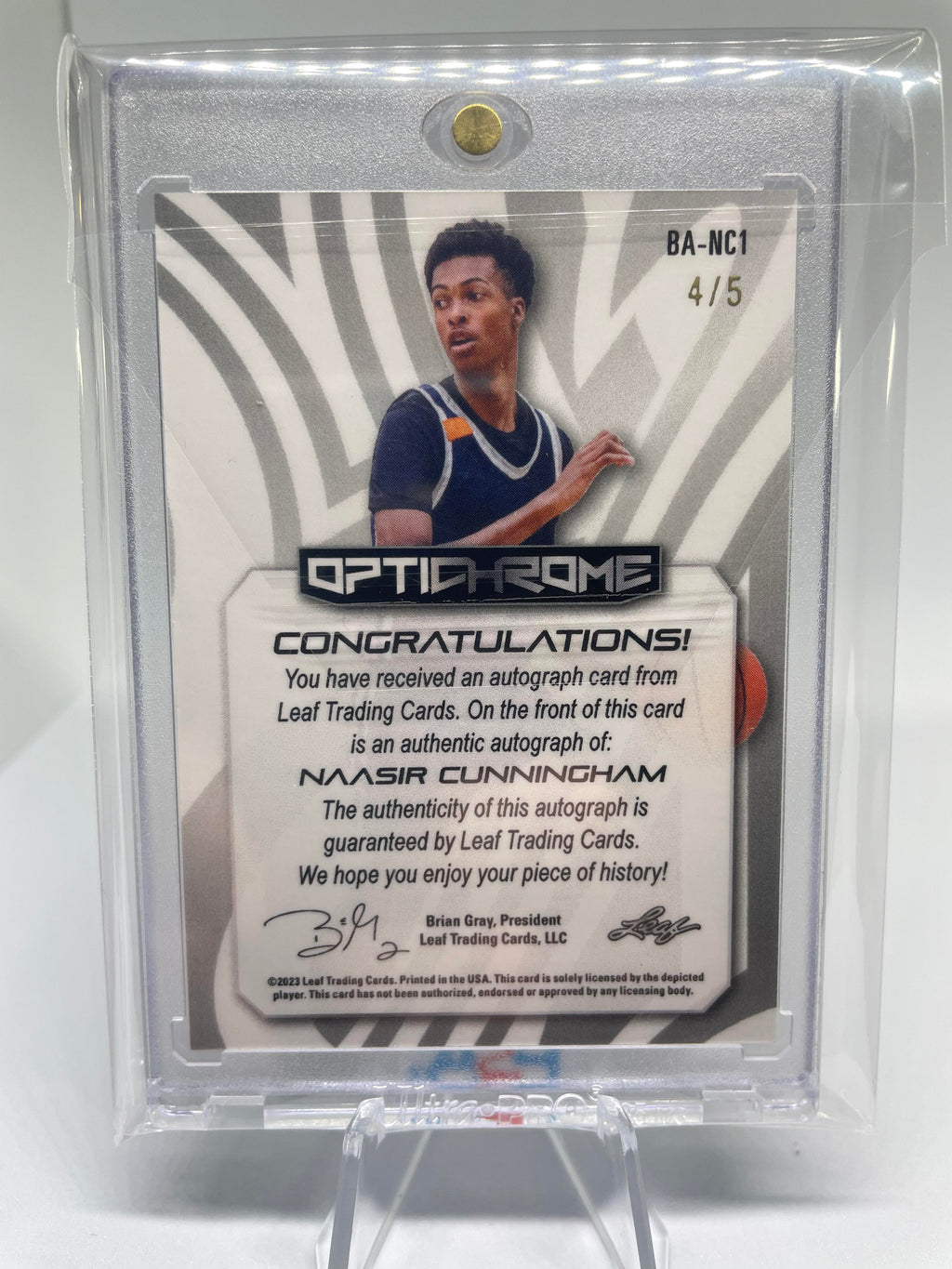 2022-23 Leaf Optichrome Naasir Cunningham Green Crystal Rookie Auto /5
