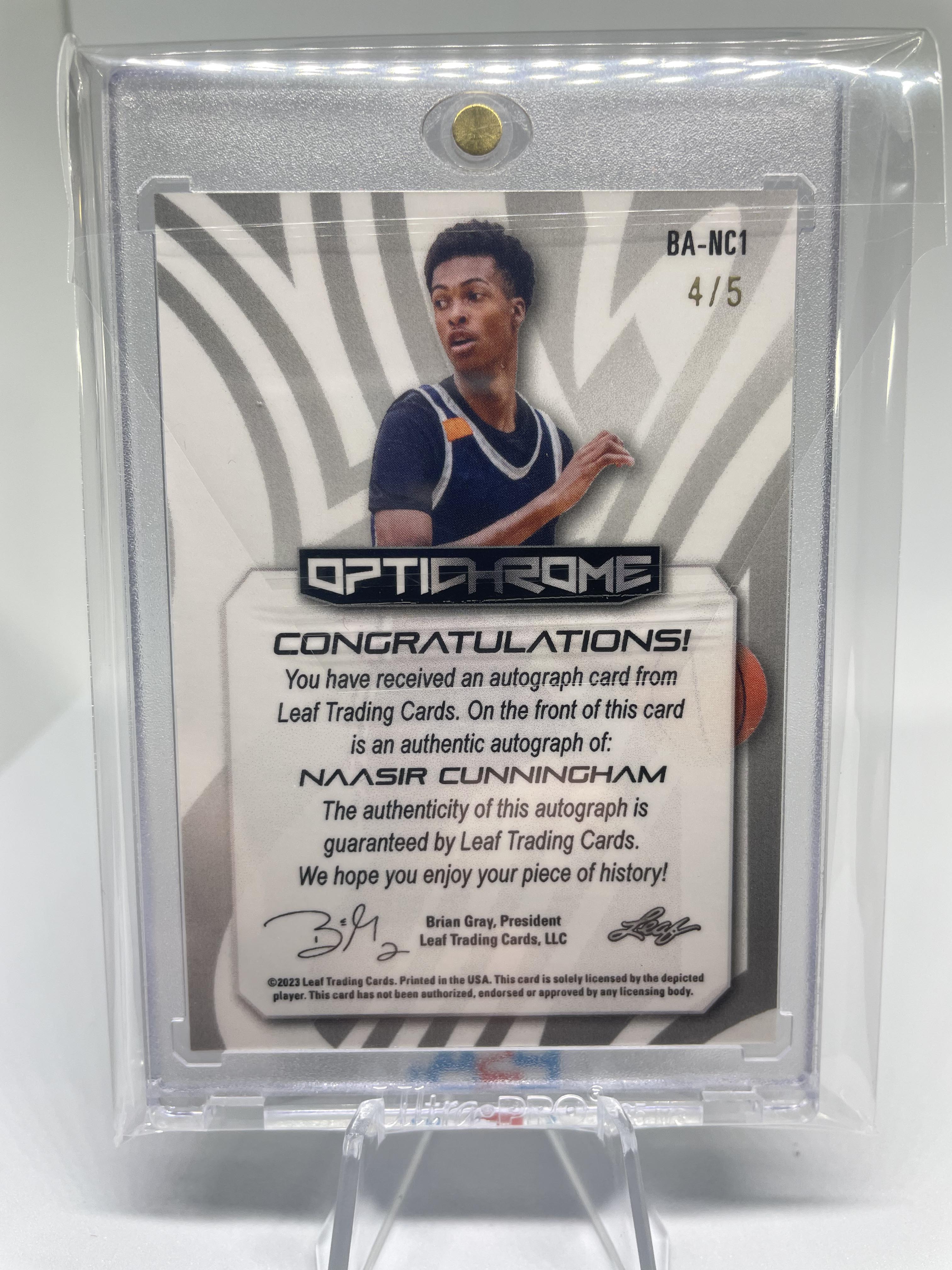 2022-23 Leaf Optichrome Naasir Cunningham Green Crystal Rookie Auto /5