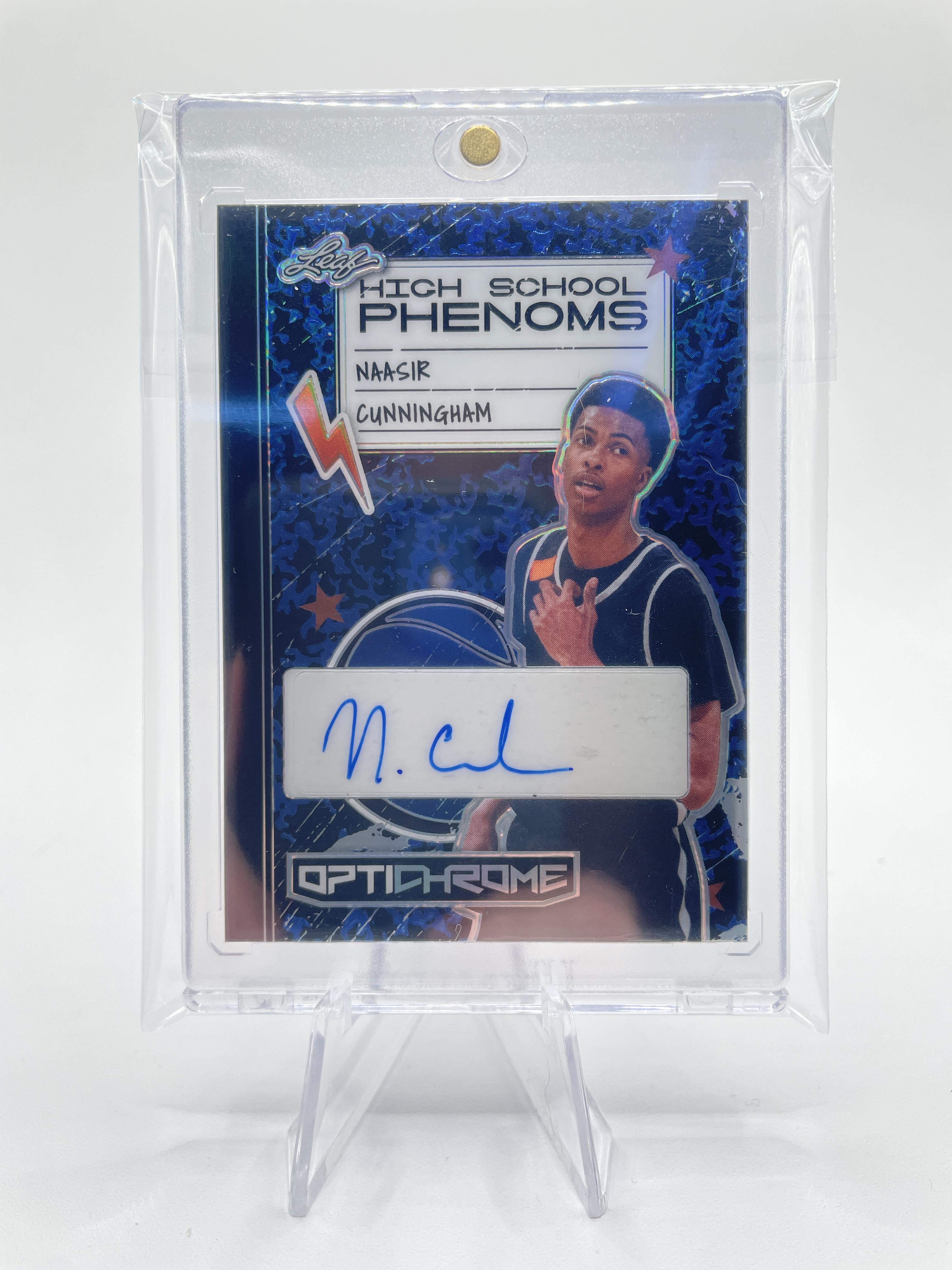 2022-23 Leaf Optichrome Naasir Cunningham High School Blue Auto /5