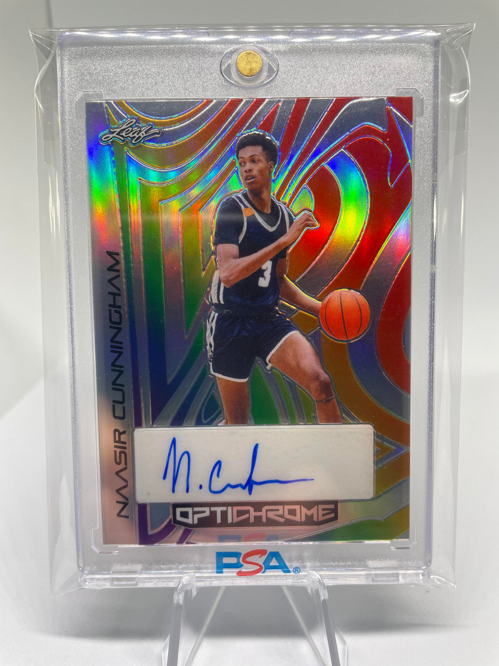 2022-23 Leaf Optichrome Naasir Cunningham Prismatic Rainbow Rookie Auto /5