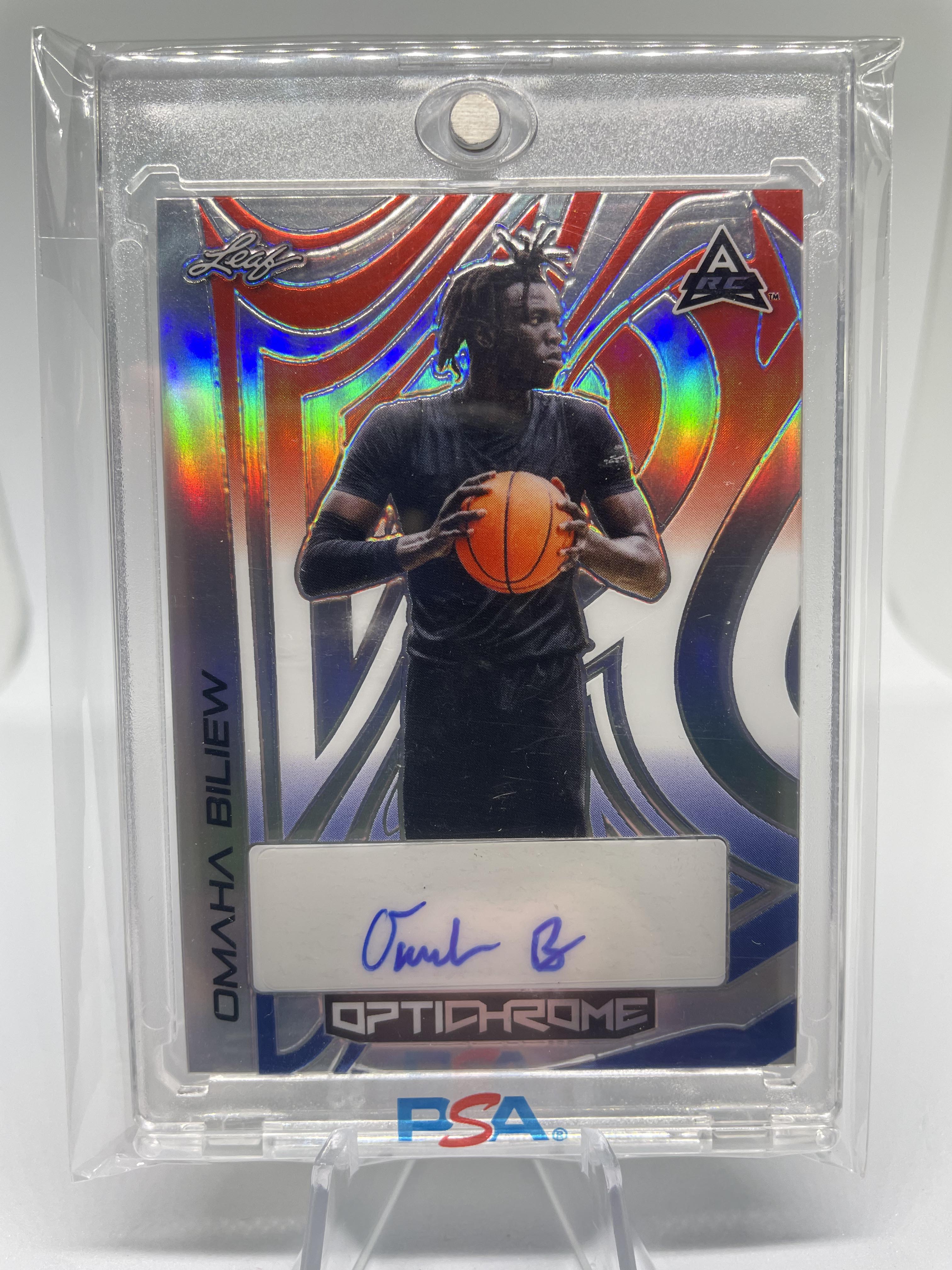 2022-23 Leaf Optichrome Omaha Biliew Red White Blue Prizm Rookie Auto /5