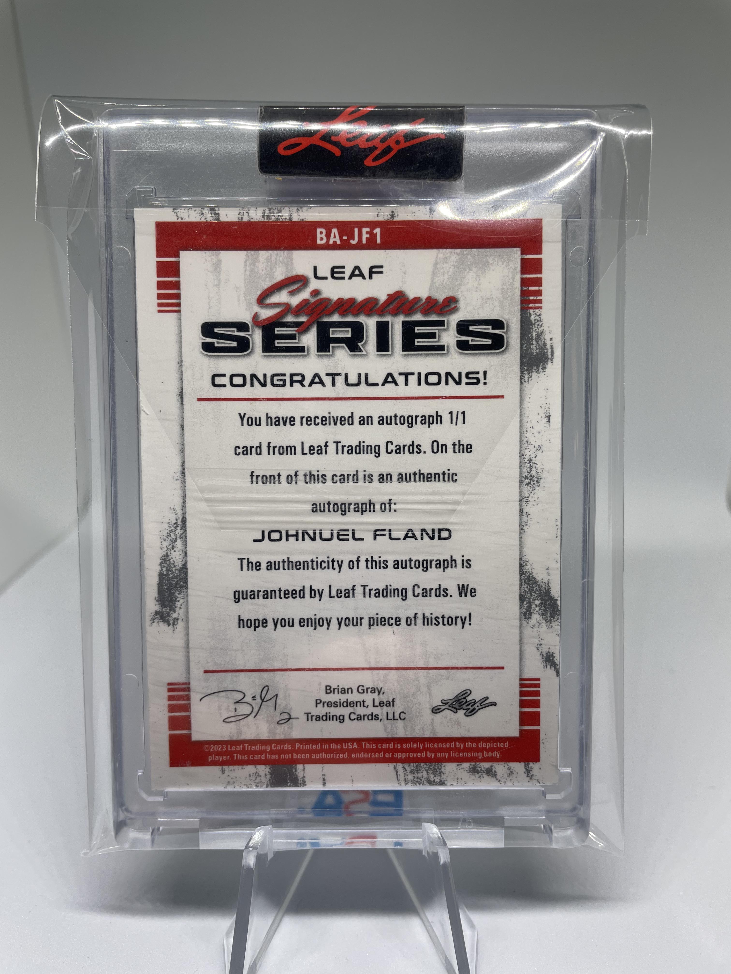 2022-23 Leaf Signature Series Johnuel Fland 1/1 Court Rookie Auto #BA-JF1