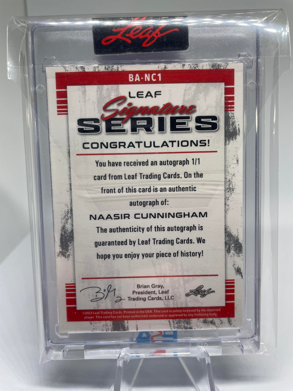 2022-23 Leaf Signature Series Naasir Cunningham 1/1 Blue Rookie Auto #BA-NC1