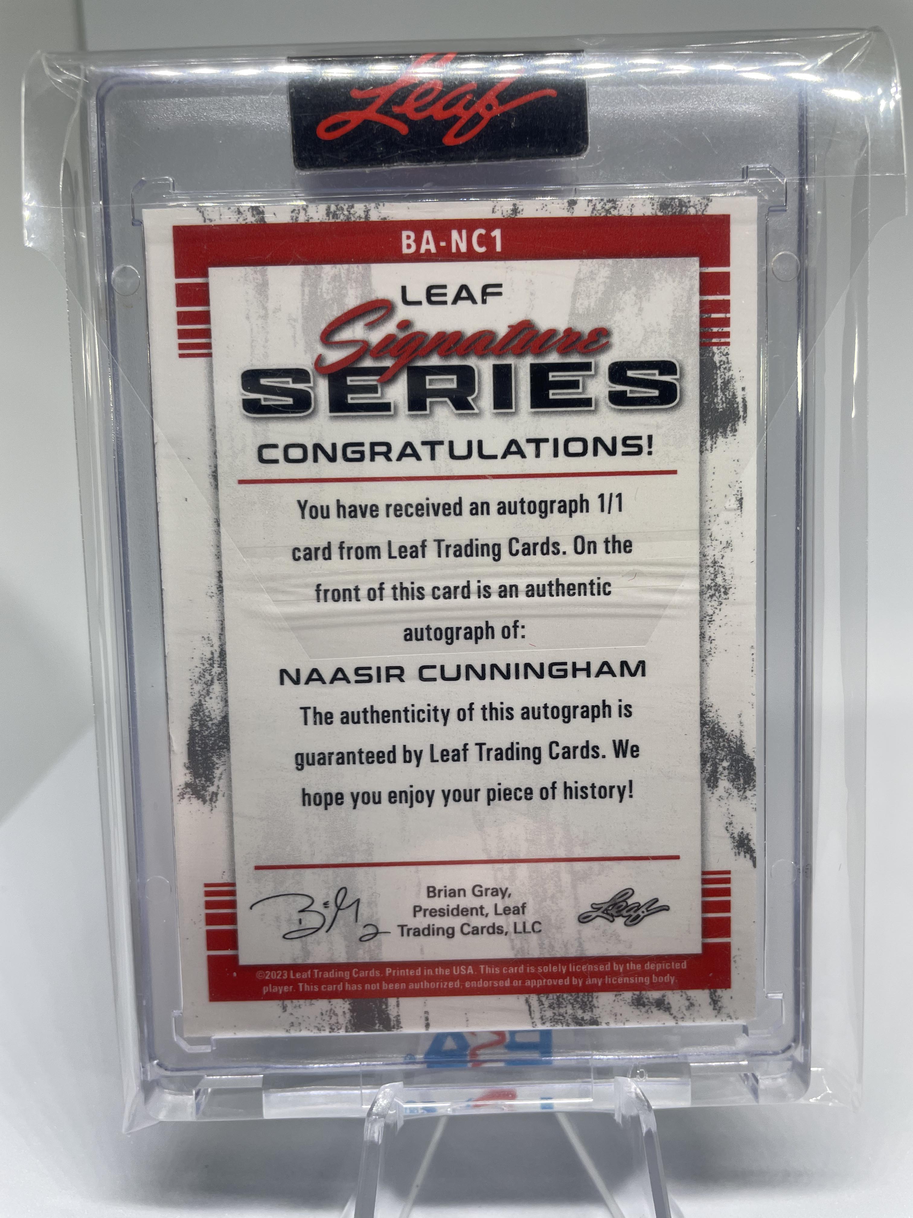 2022-23 Leaf Signature Series Naasir Cunningham 1/1 Blue Rookie Auto #BA-NC1